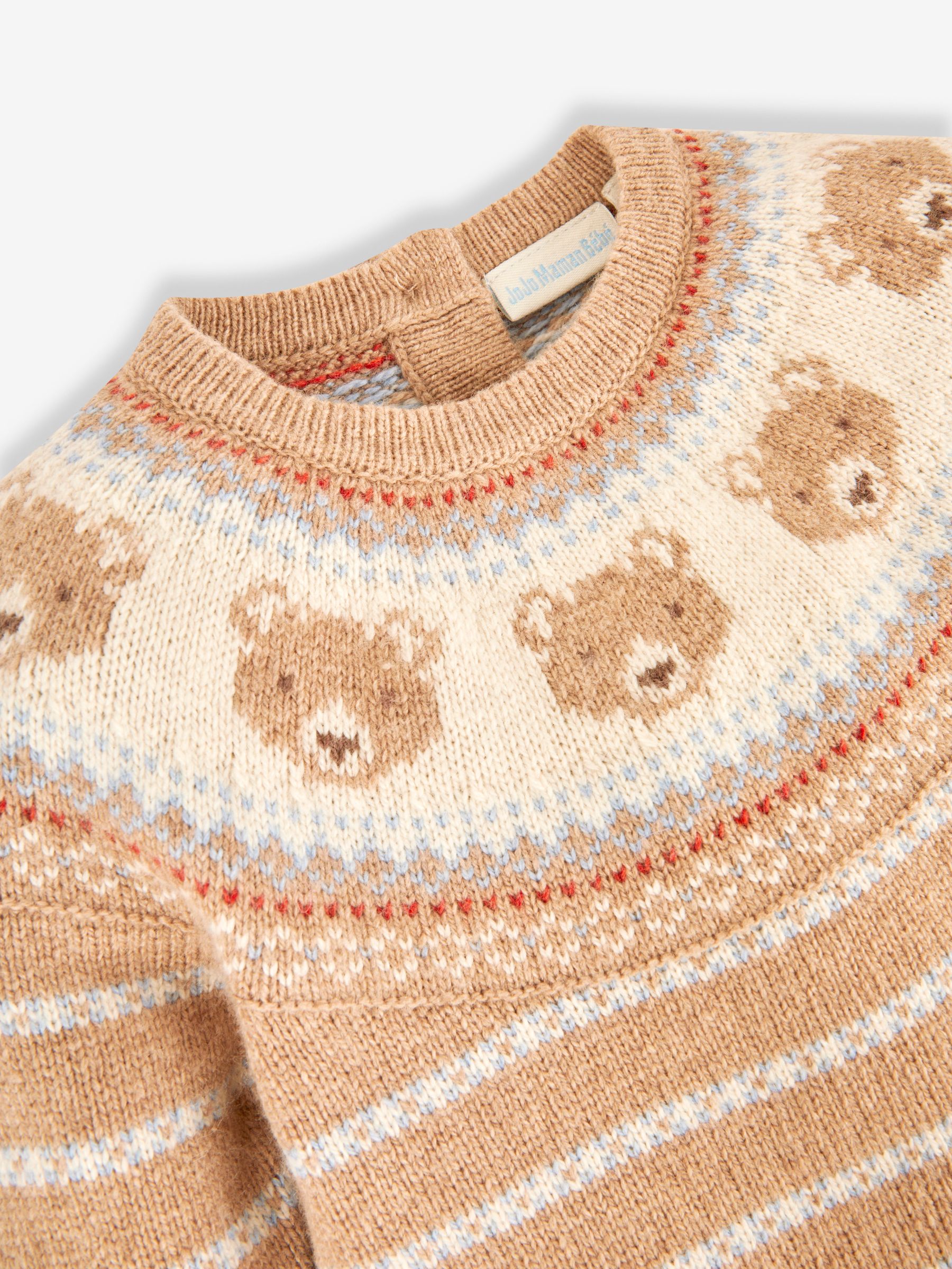 Stone Baby Bear Fair Isle Pattern Knitted All-In-One | JoJo Maman Bébé