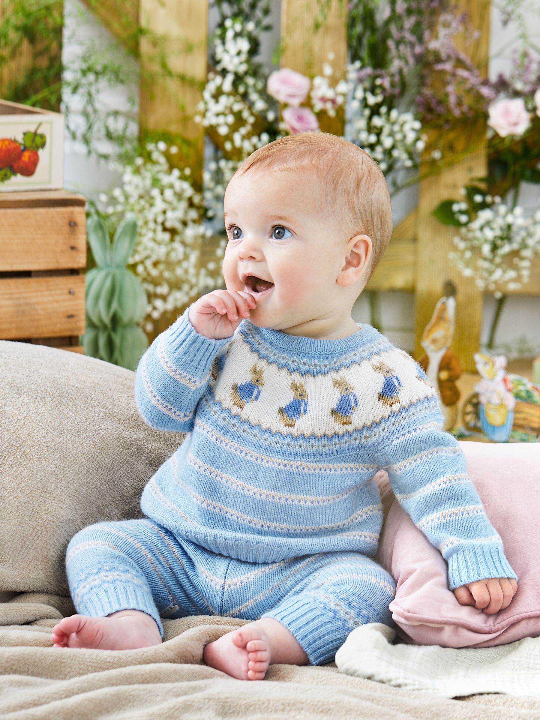 Blue Baby Peter Rabbit Fair Isle Pattern Knit Set - Image 1 of 8