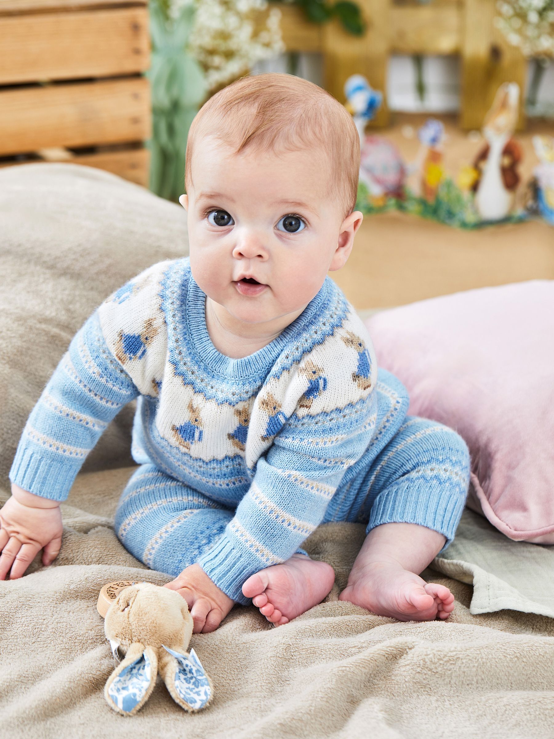 Blue Baby Peter Rabbit Fair Isle Pattern Knit Set | JoJo Maman Bébé