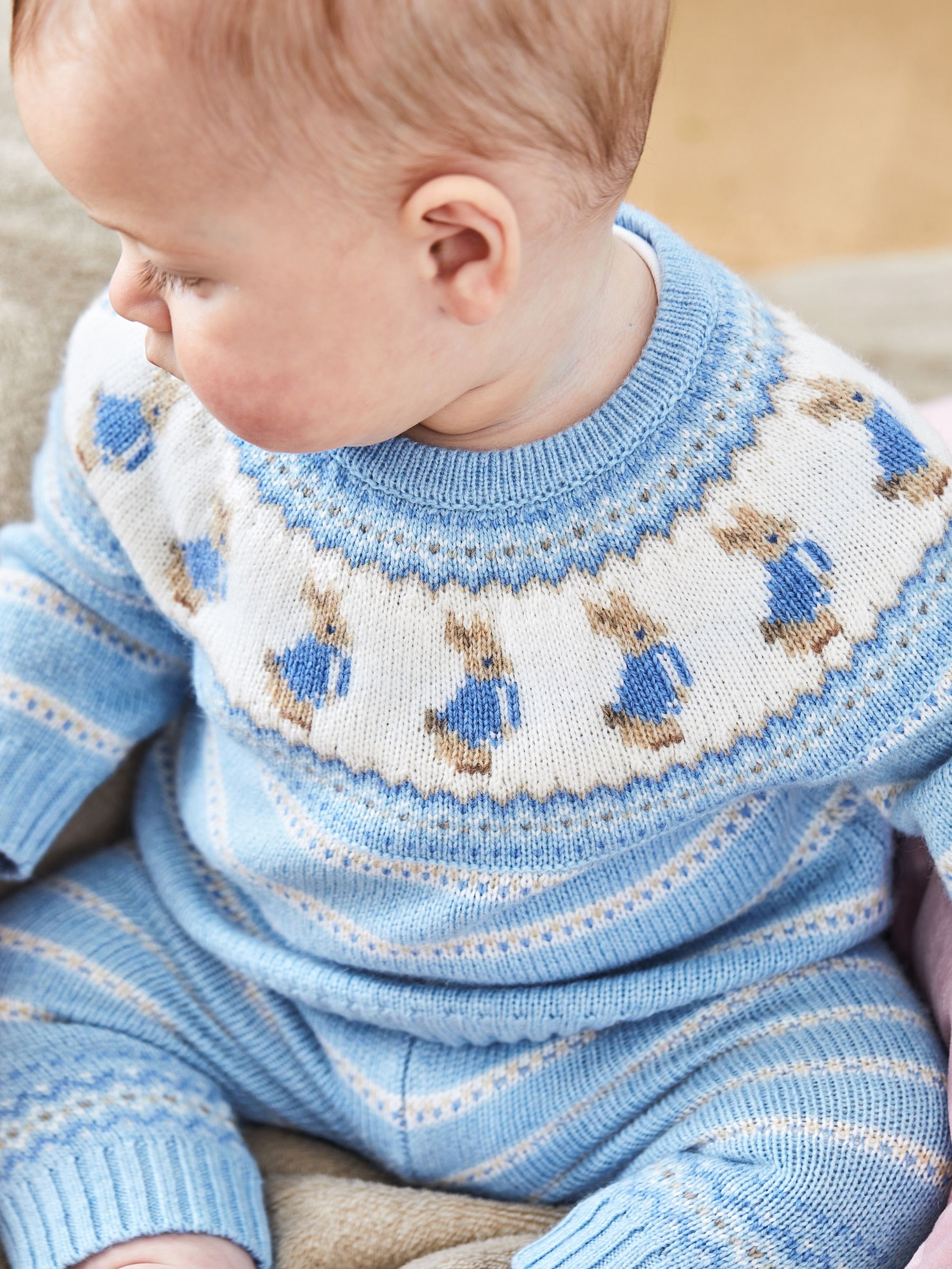 Blue Baby Peter Rabbit Fair Isle Pattern Knit Set - Image 3 of 8