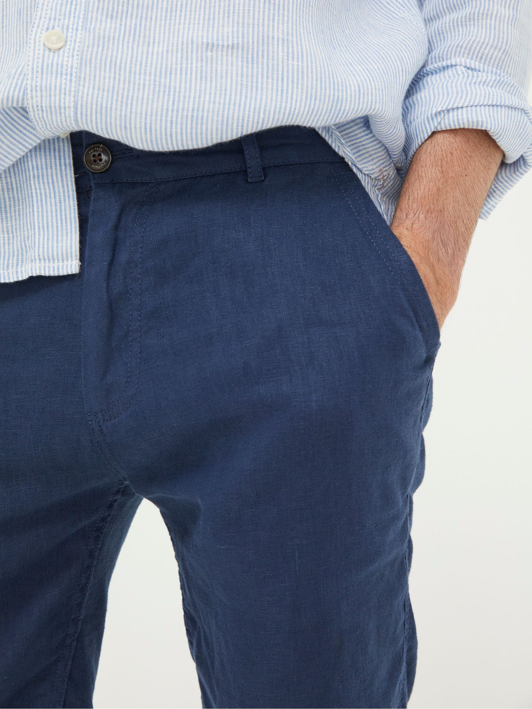 Blue Linen Flat Front Shorts - Image 3 of 4