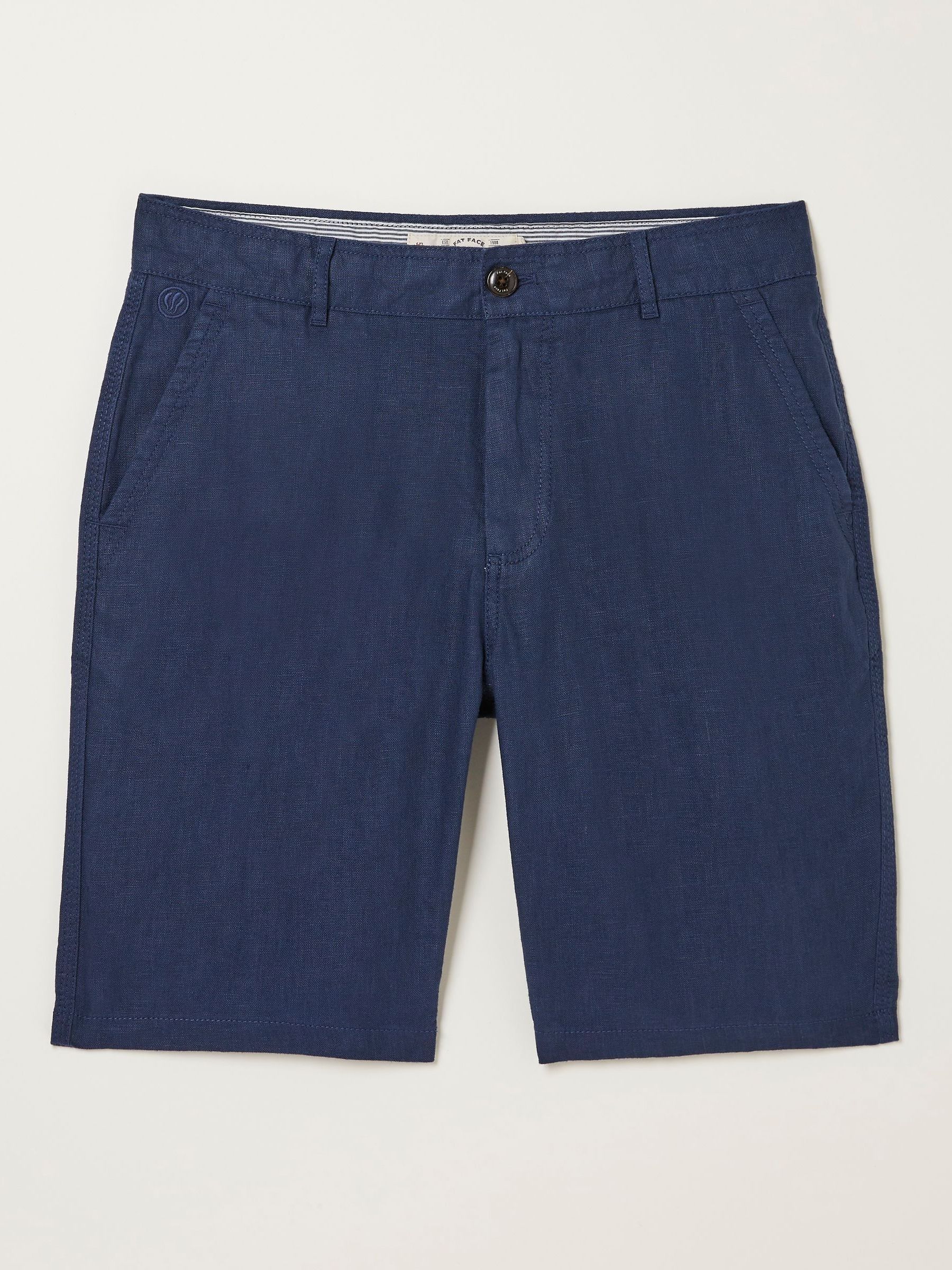 Blue Linen Flat Front Shorts - Image 4 of 4