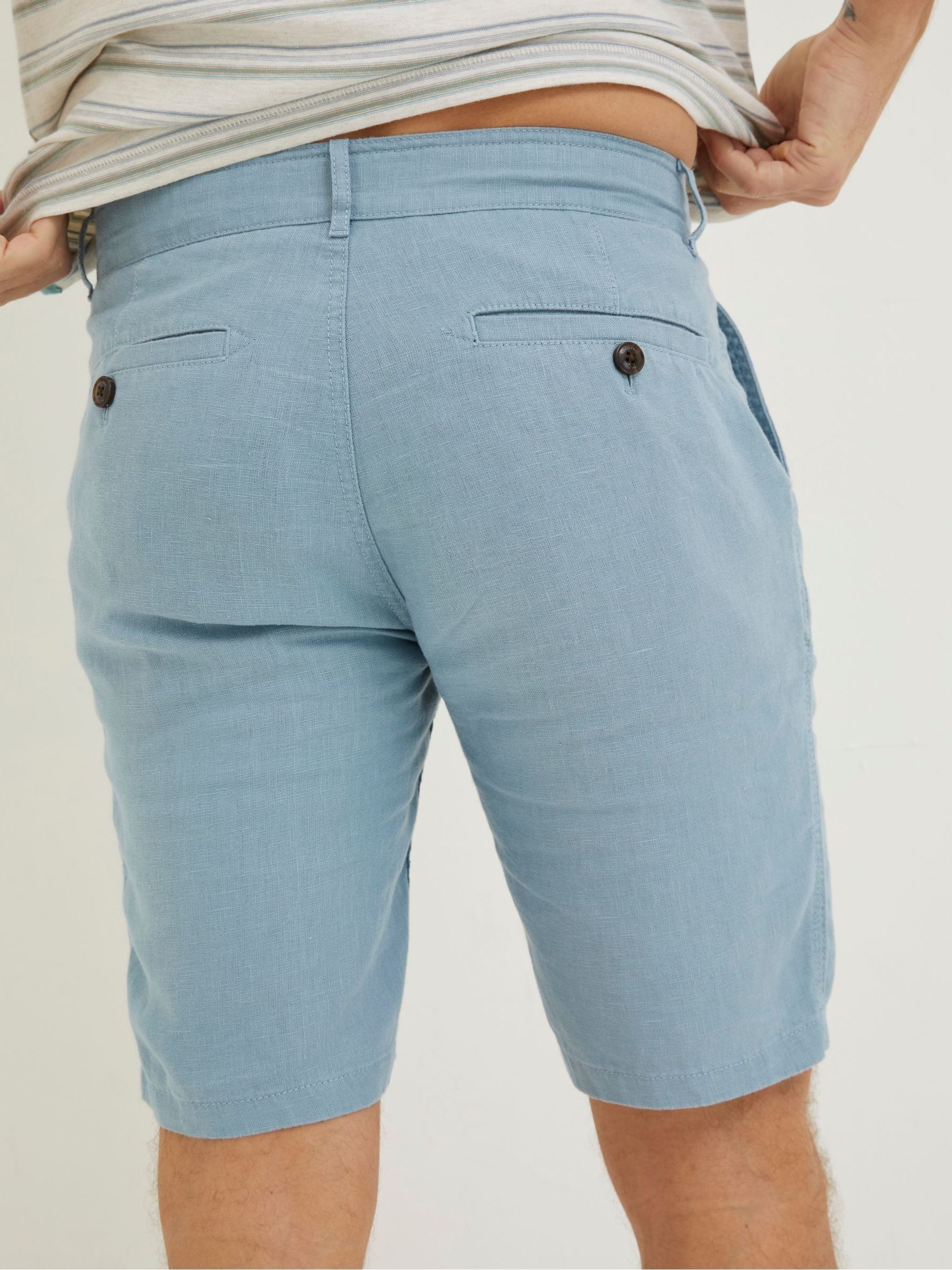 Blue Linen Flat Front Shorts - Image 2 of 5