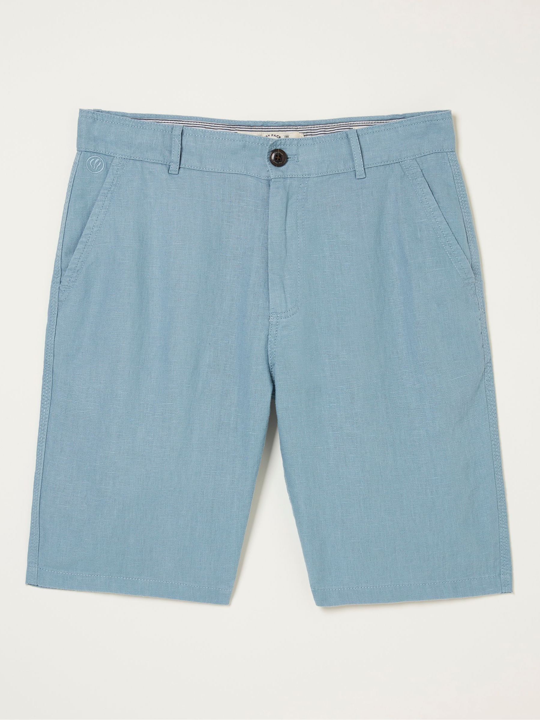 Blue Linen Flat Front Shorts - Image 5 of 5