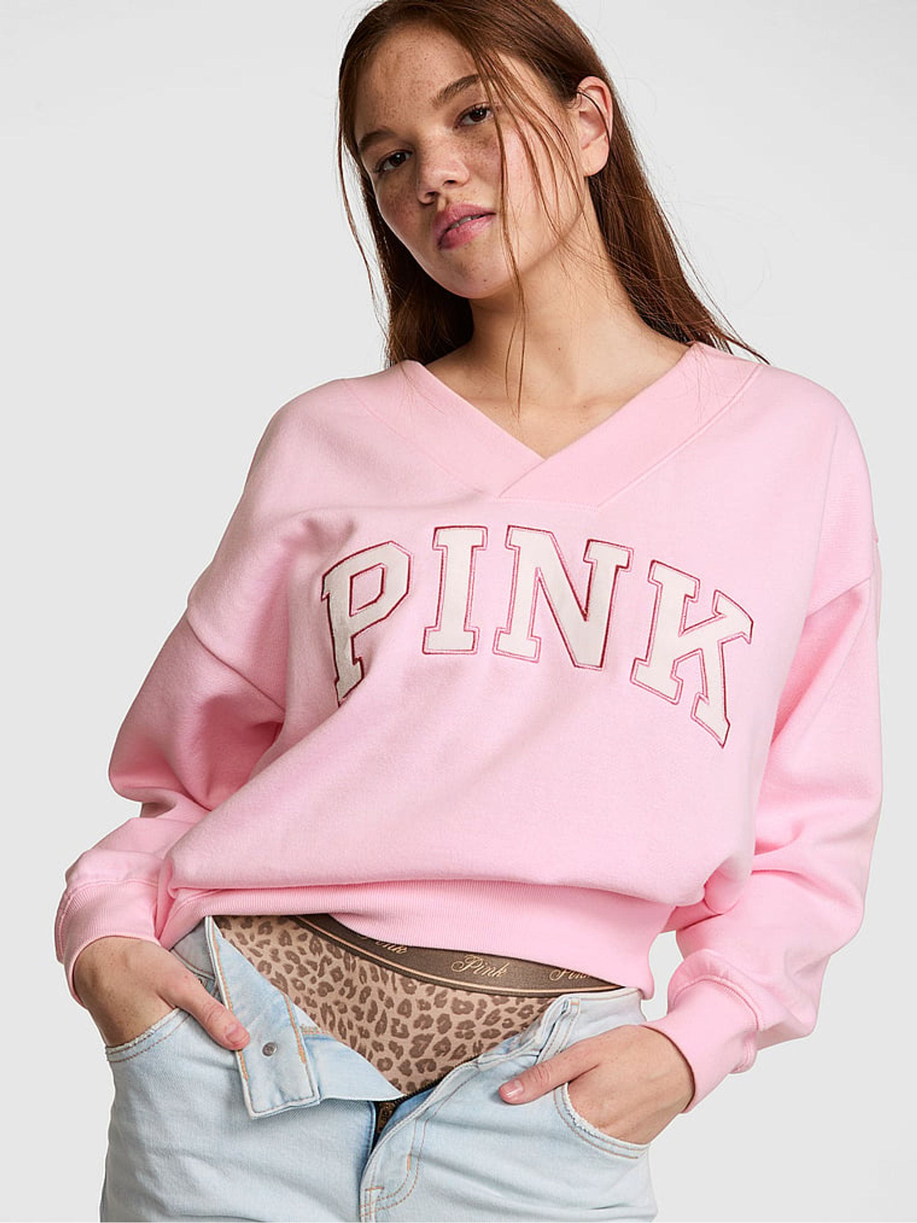 Coconut Pink V-Neck Sweatshirt - Image 1 of 2