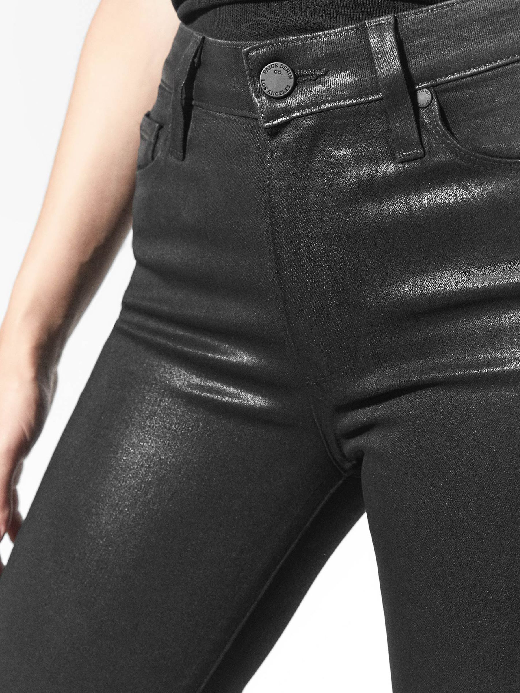 Paige High Coated Skinny Jeans in Black - Image 4 of 6