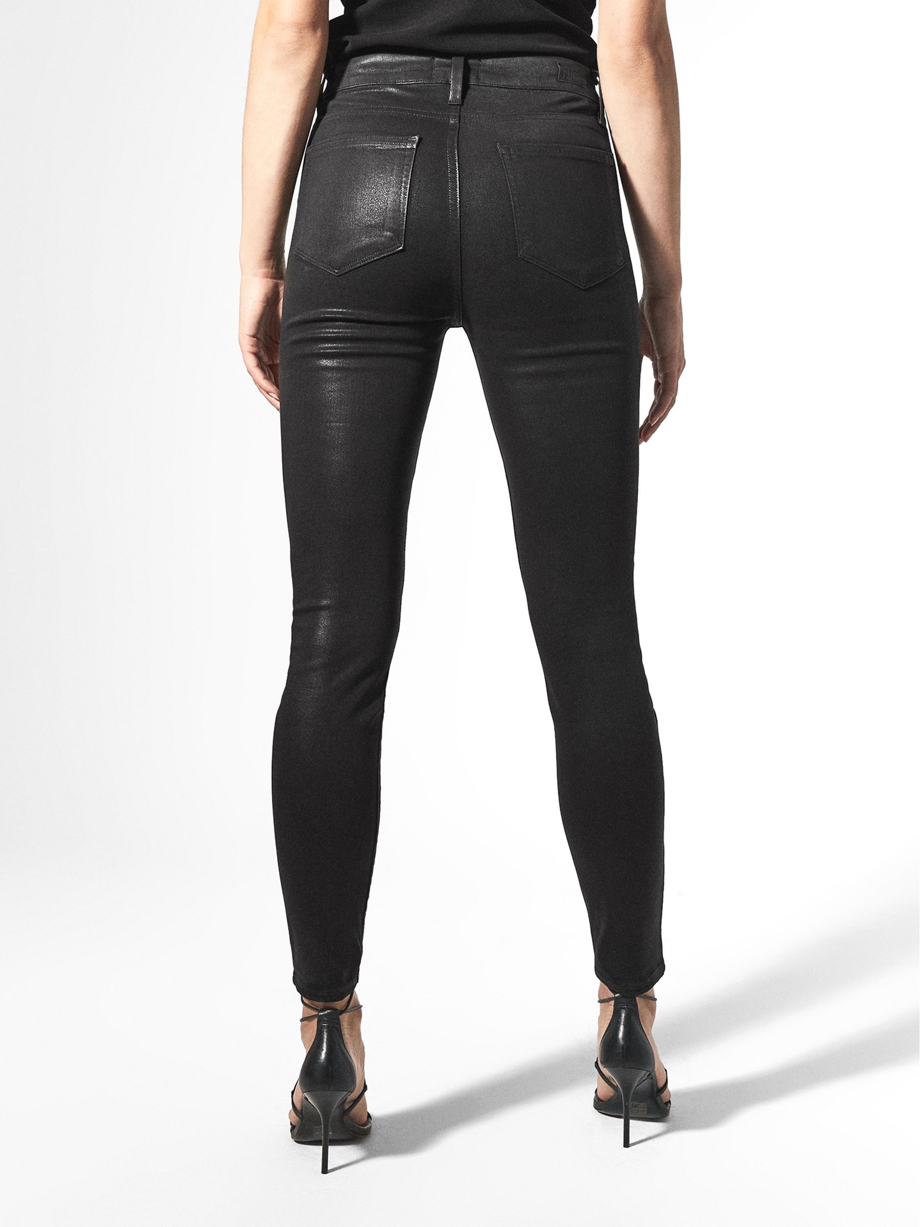 Paige High Coated Skinny Jeans in Black - Image 5 of 6