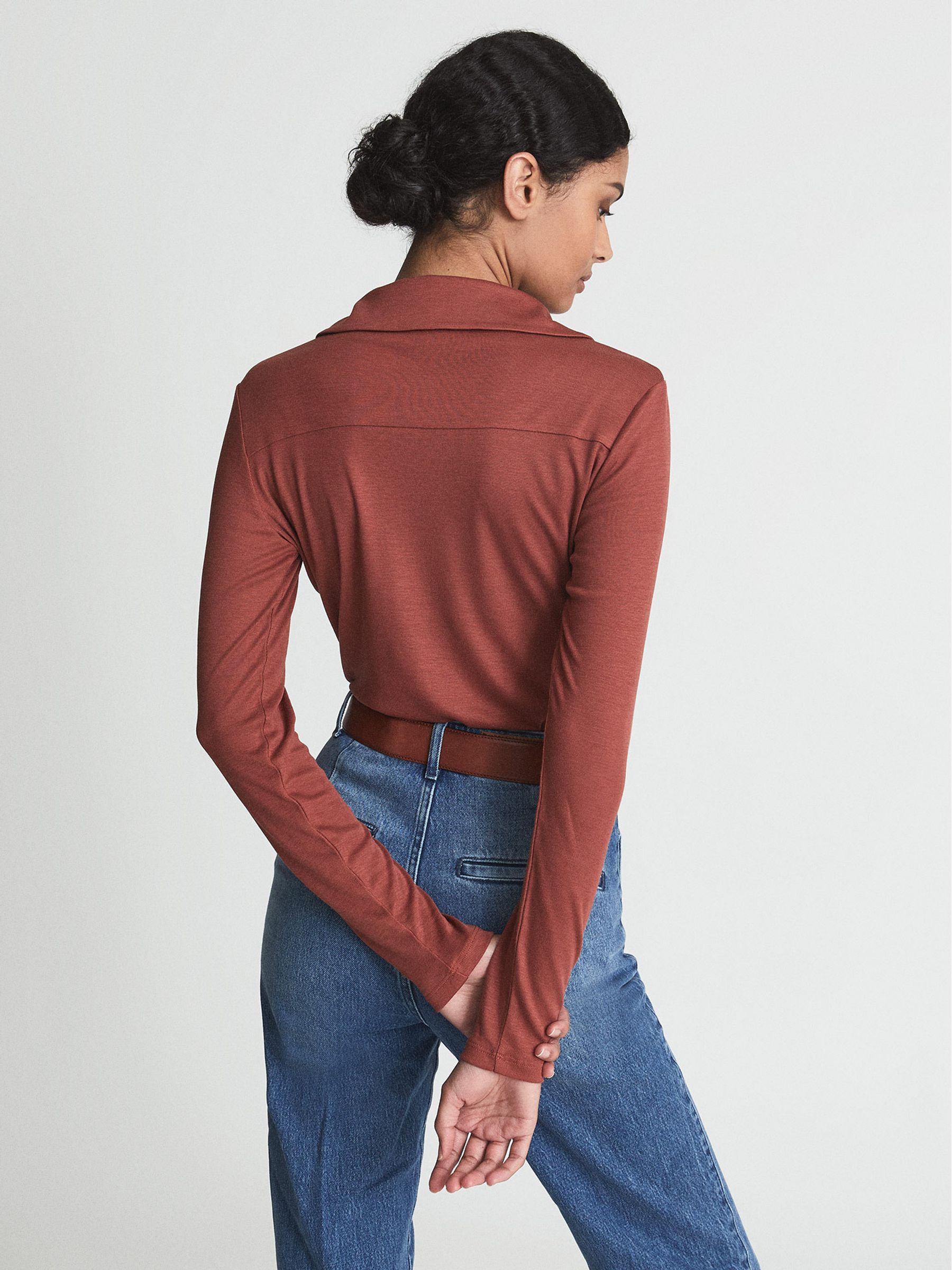 Ribbed Bodysuit in Rust - Image 5 of 5