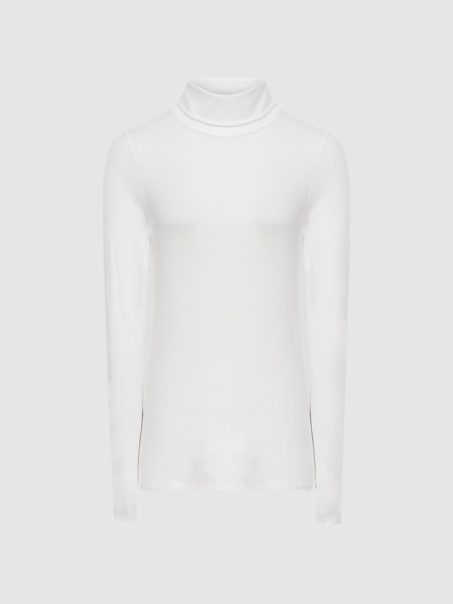 Jersey Rollneck Top in White - Image 2 of 7 Jersey Rollneck Top in White - Image 2 of 7