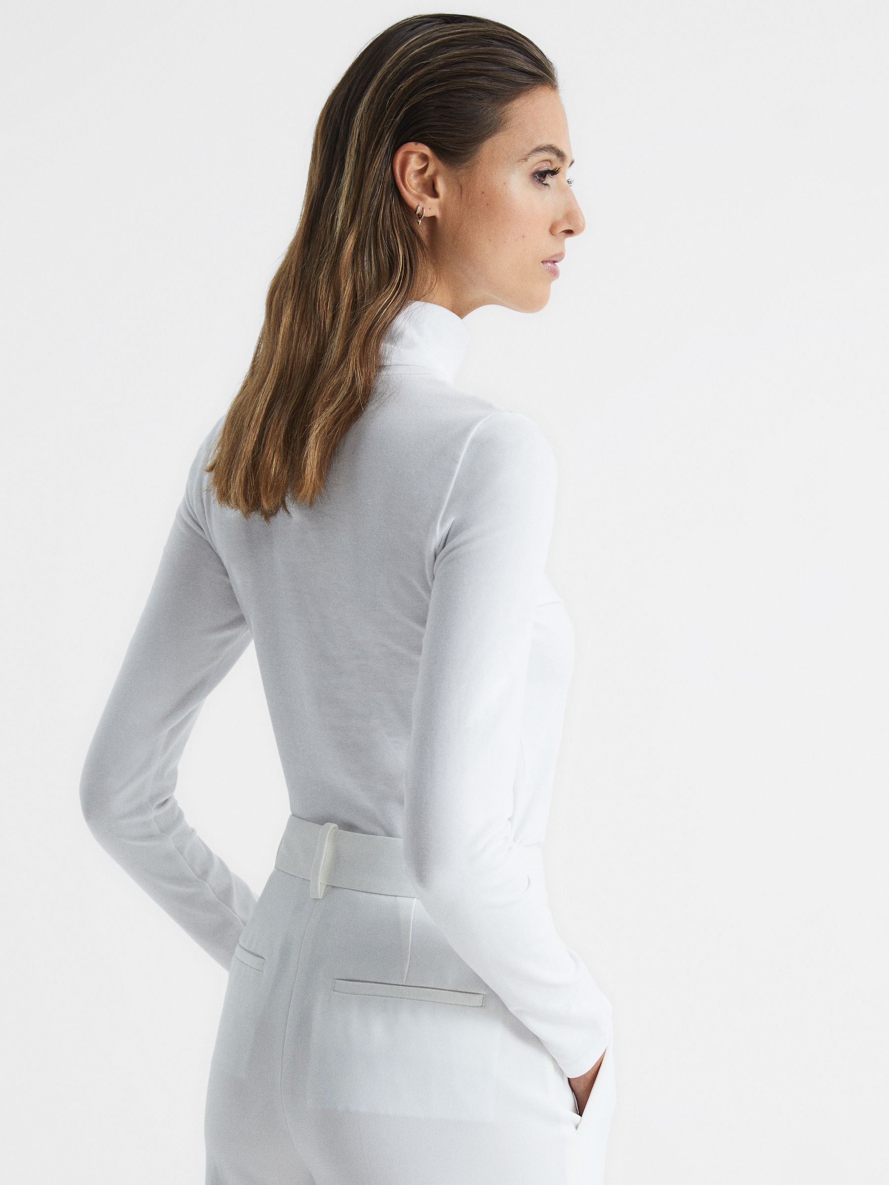 Jersey Rollneck Top in White - Image 5 of 7