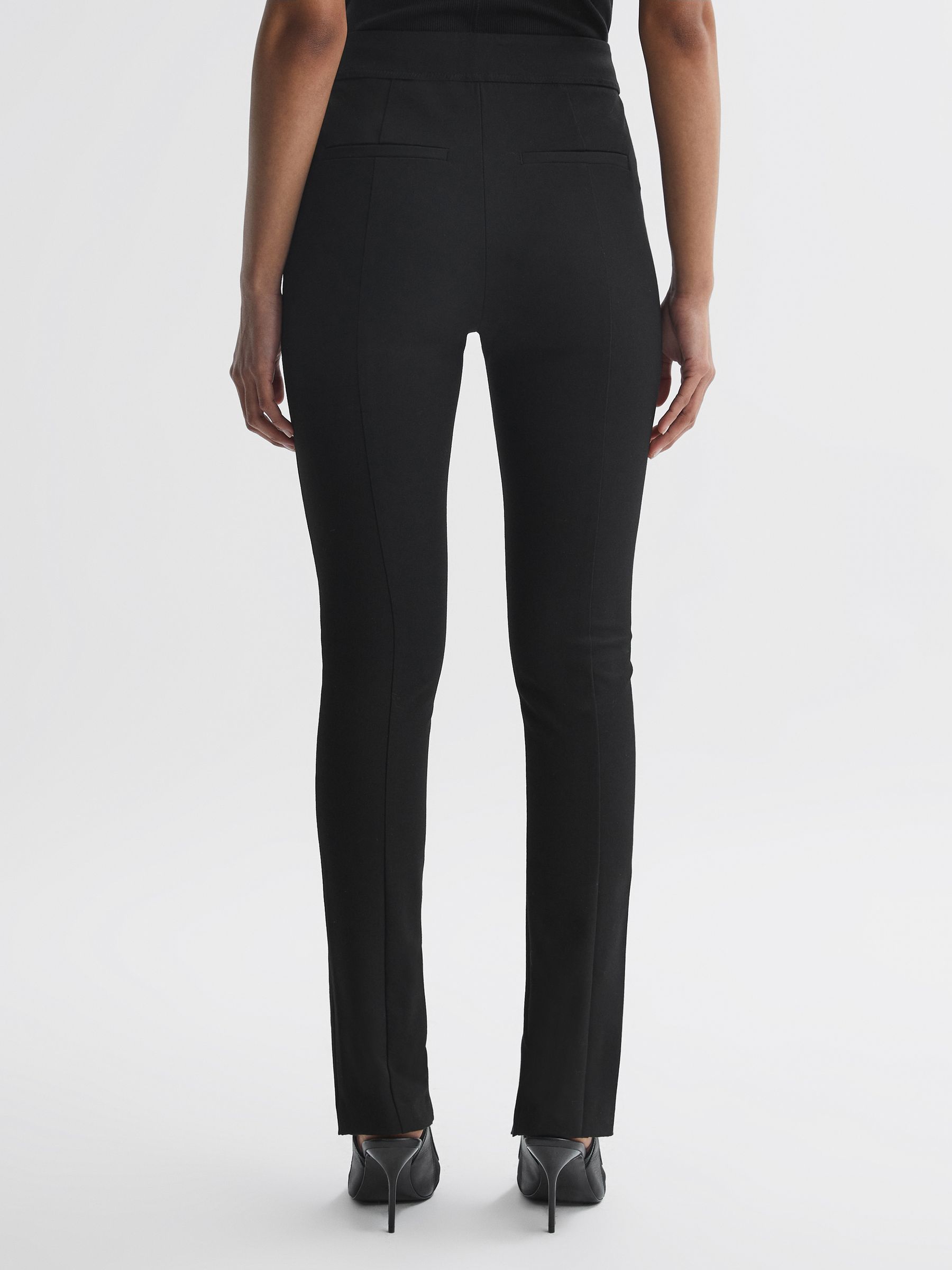 Skinny Fit Split Front Trousers in Black - Image 4 of 6