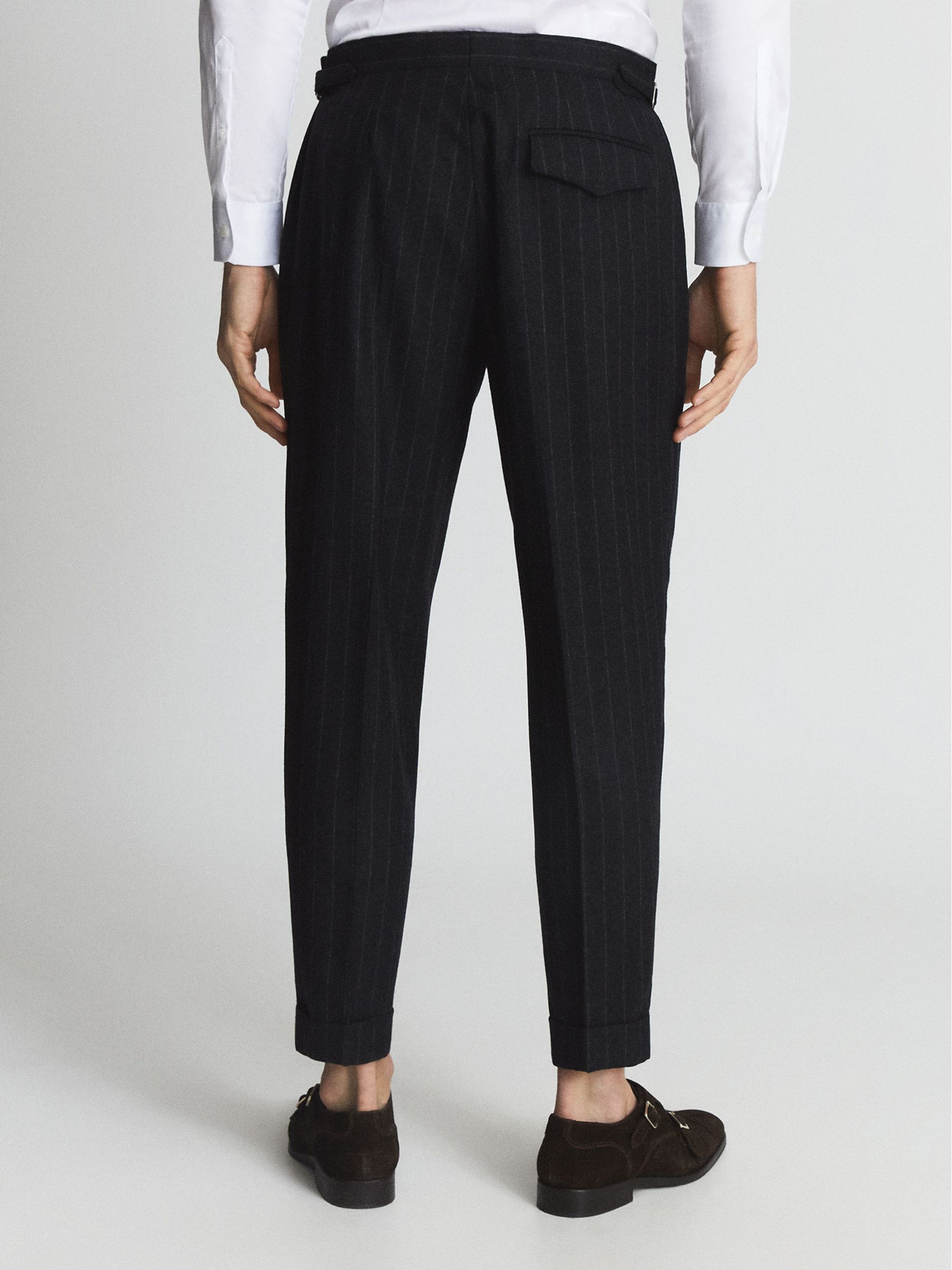 Fenchurch Charcoal Pinstripe Wool Flannel Slim Fit Trousers - Image 5 of 6