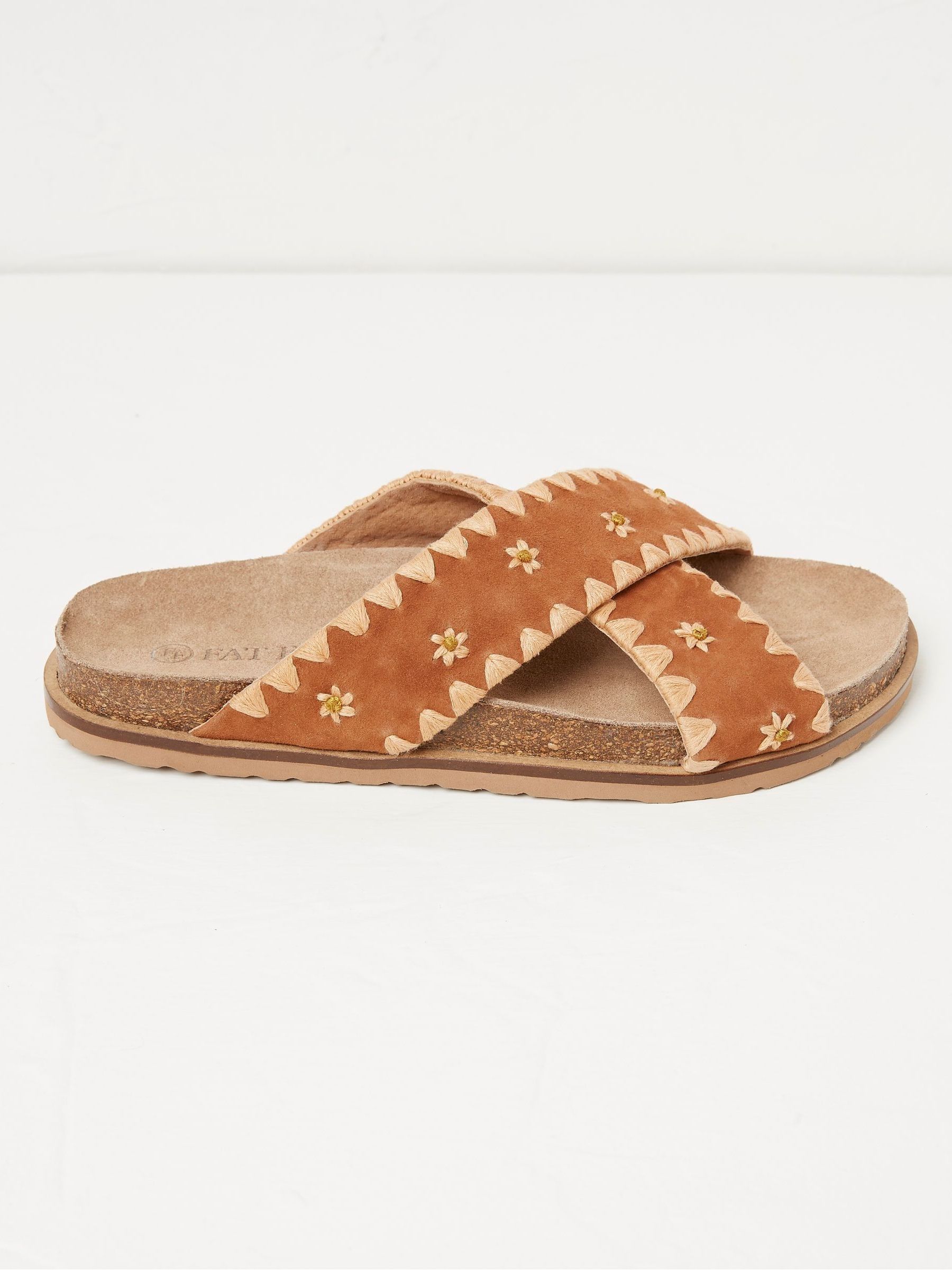 Brown Embroidered Meldon Sandals - Image 1 of 5