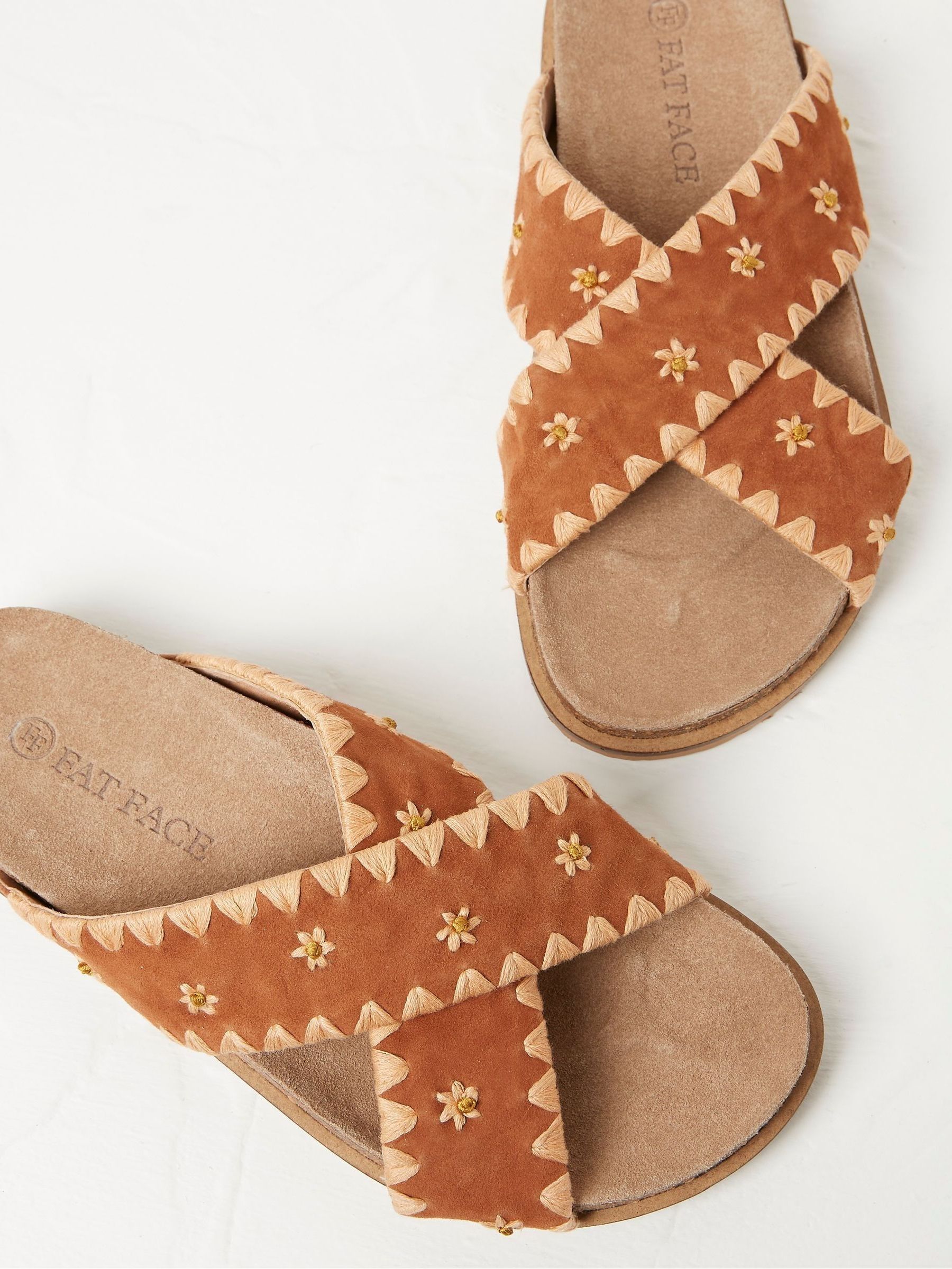 Brown Embroidered Meldon Sandals - Image 2 of 5