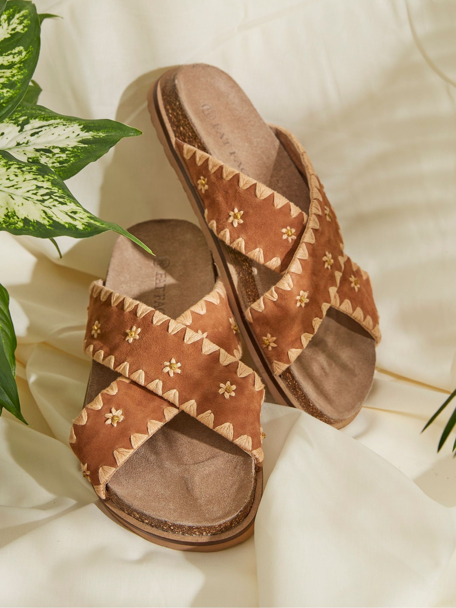 Brown Embroidered Meldon Sandals - Image 5 of 5