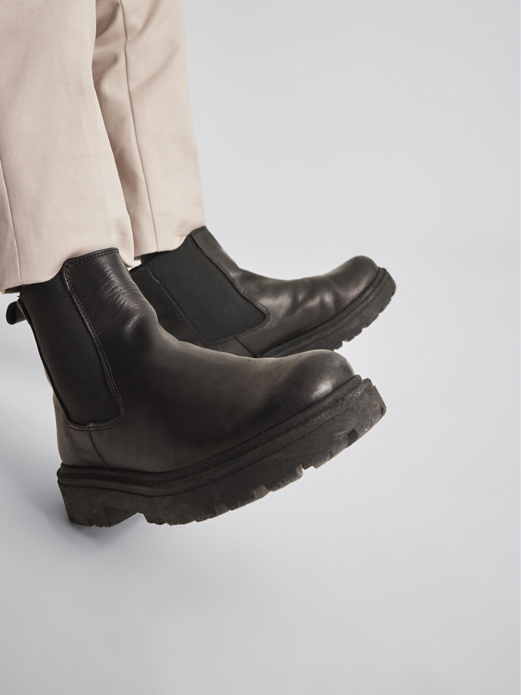 Leather Chelsea Boots in Black - Image 6 of 7