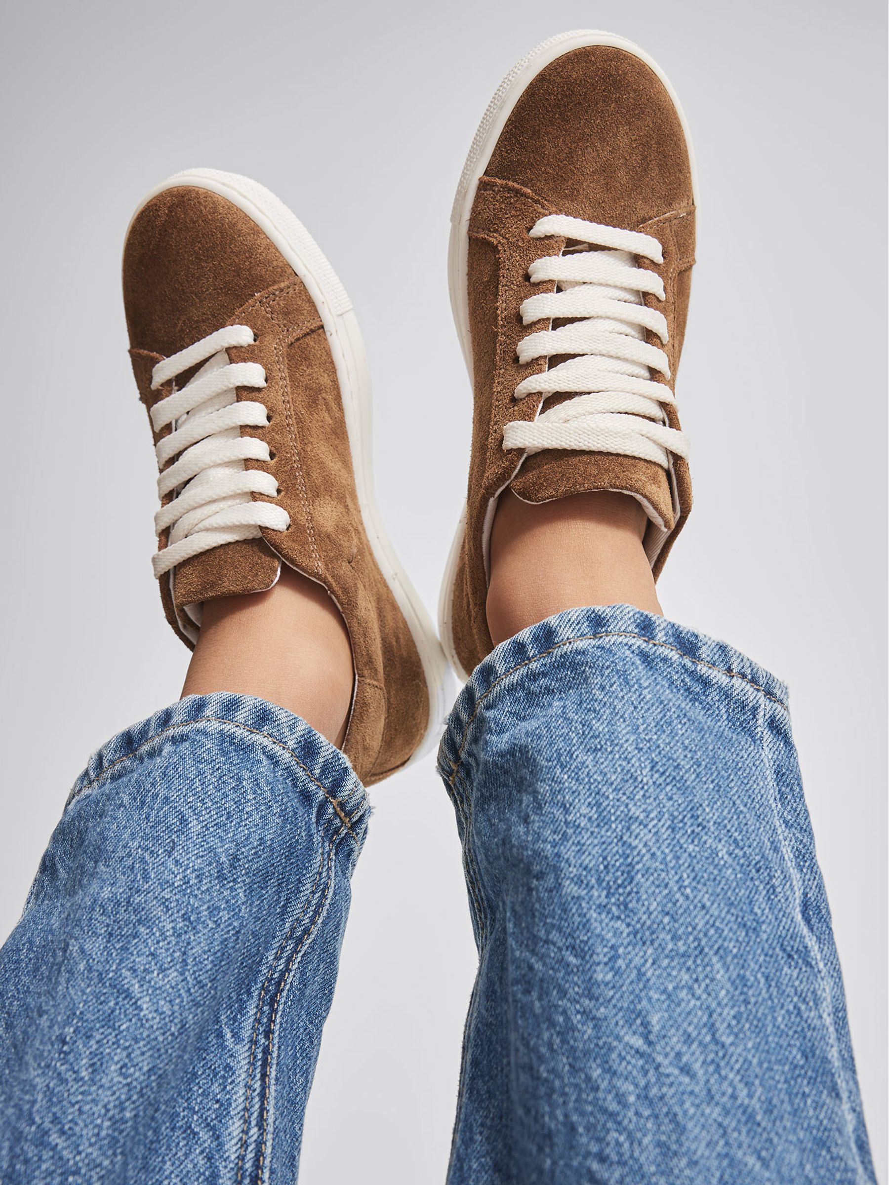Suede Trainers in Toffee - Image 1 of 7