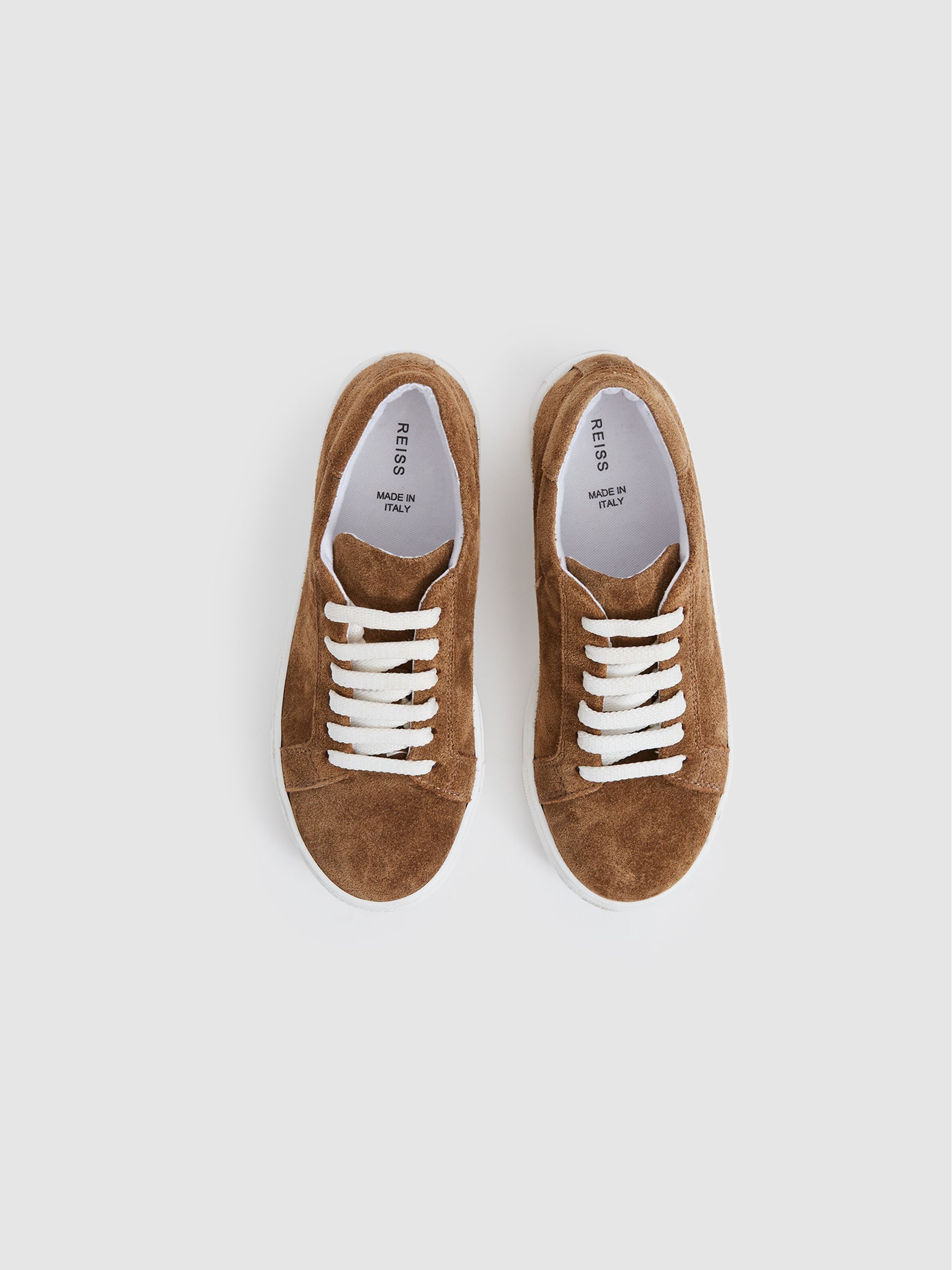 Suede Trainers in Toffee - Image 3 of 7