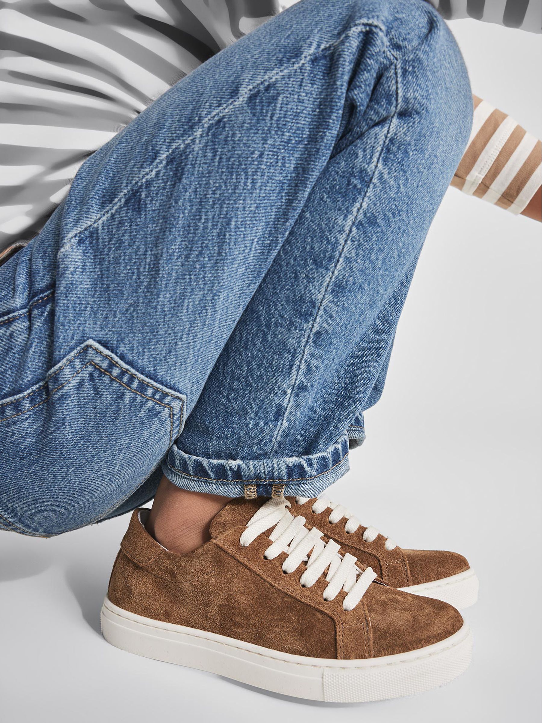 Suede Trainers in Toffee - Image 4 of 7