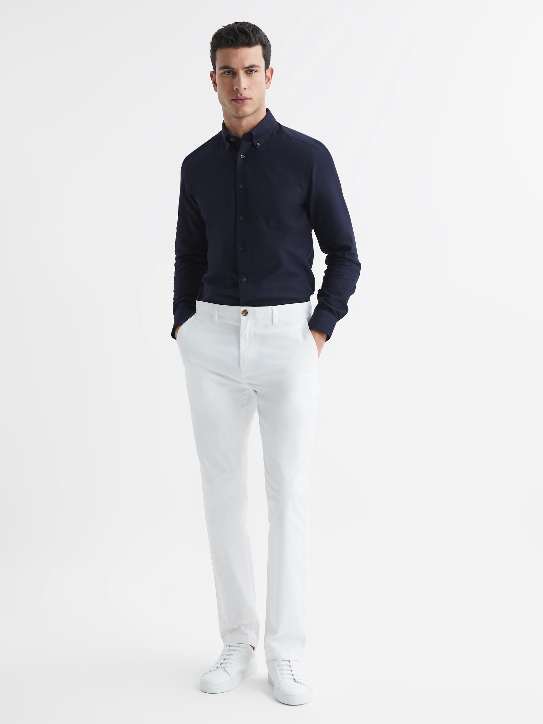 Soft Wash Button Down Oxford Shirt in Navy - Image 3 of 8