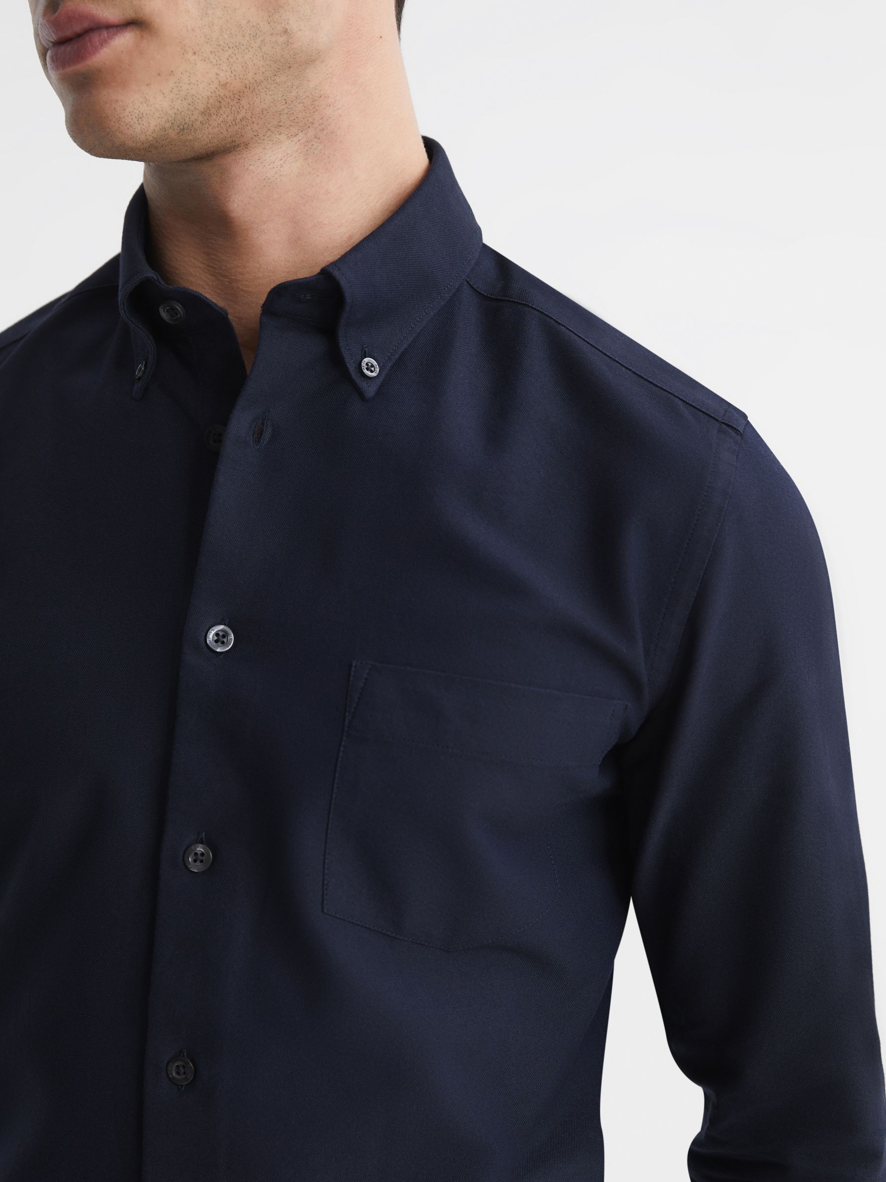 Soft Wash Button Down Oxford Shirt in Navy - Image 4 of 8