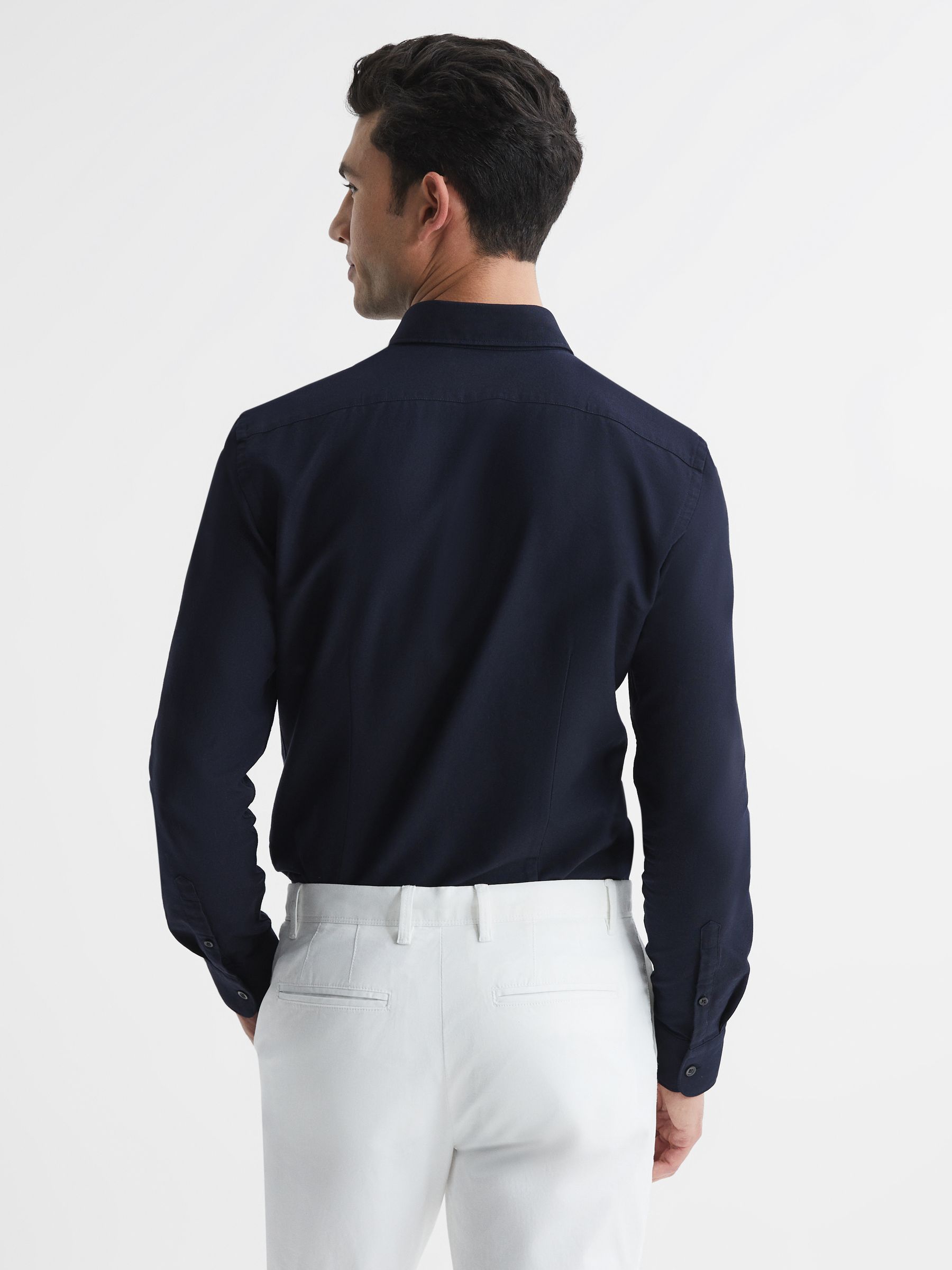 Soft Wash Button Down Oxford Shirt in Navy - Image 5 of 8