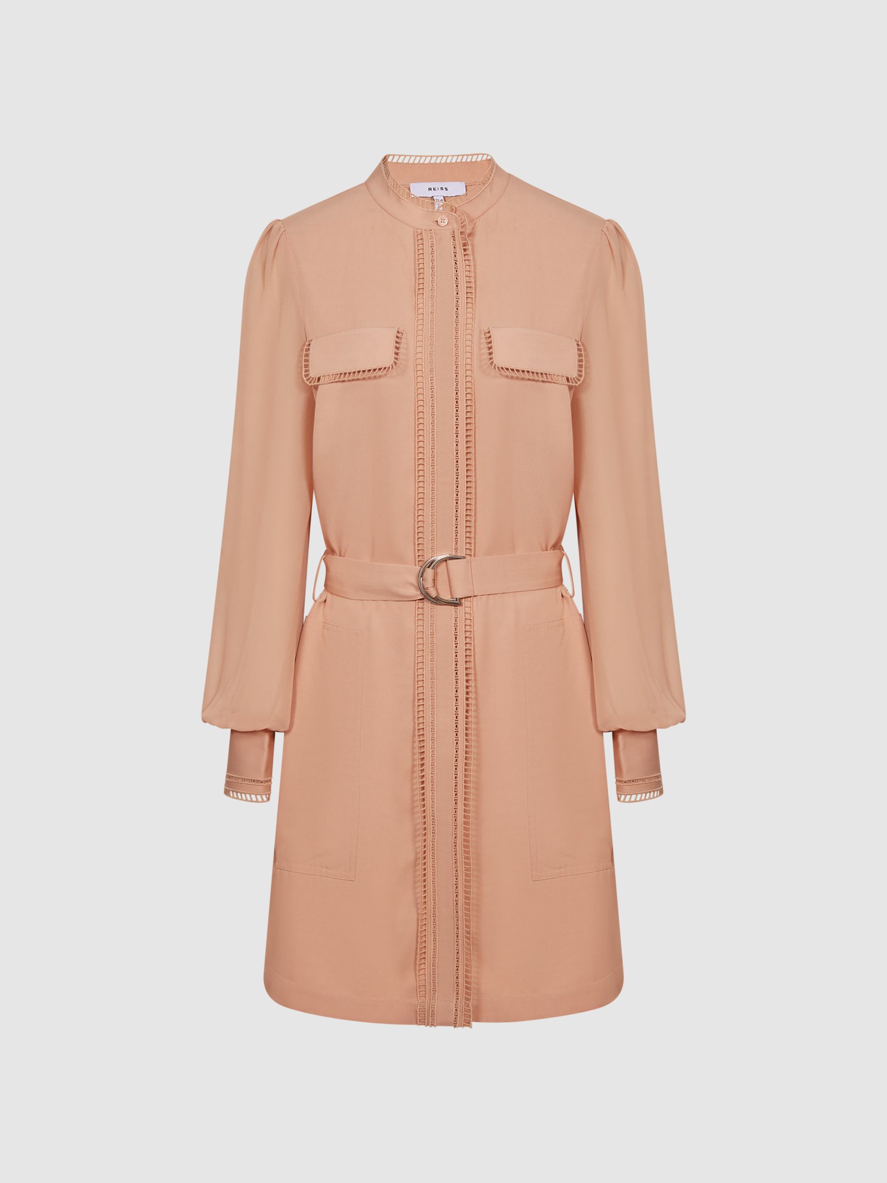 Ladder Trim Detail Flippy Dress in Nude - Image 2 of 7