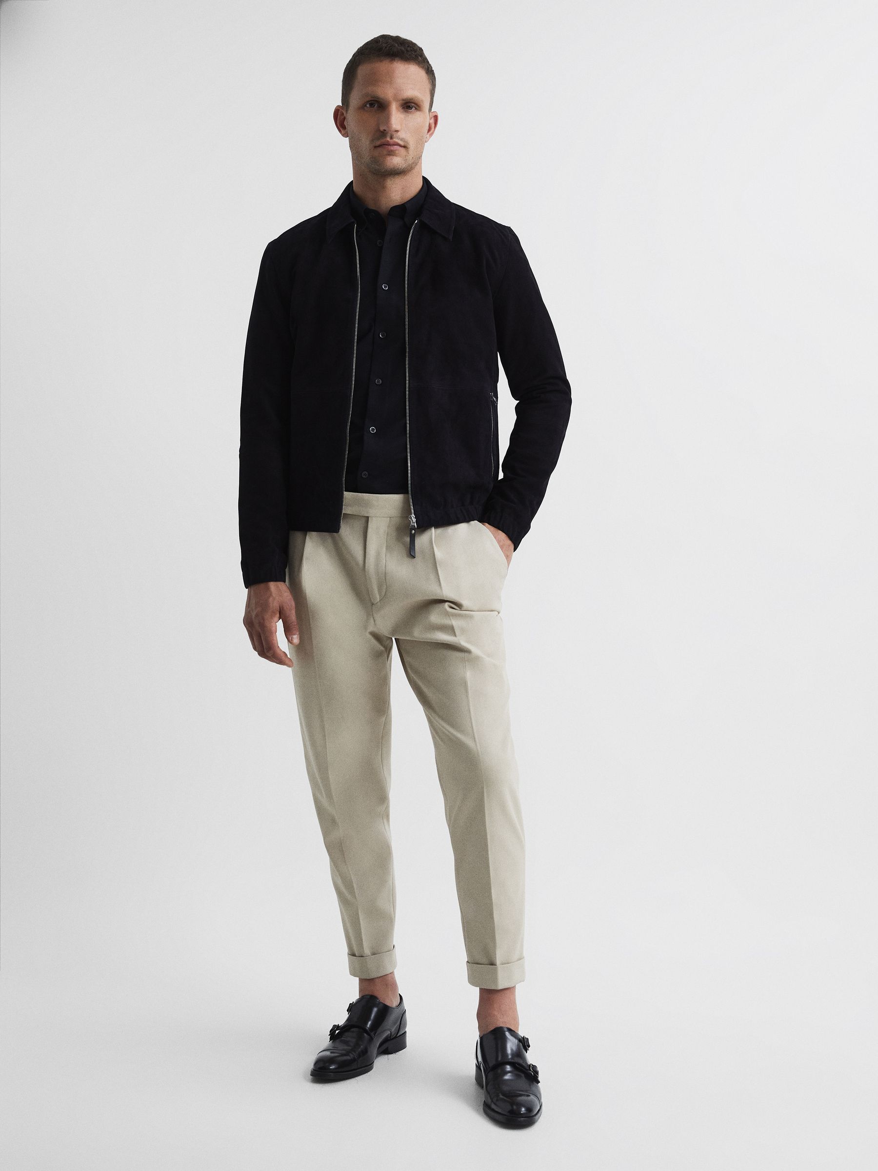 Slim Fit Cotton Oxford Shirt in Black - Image 7 of 8