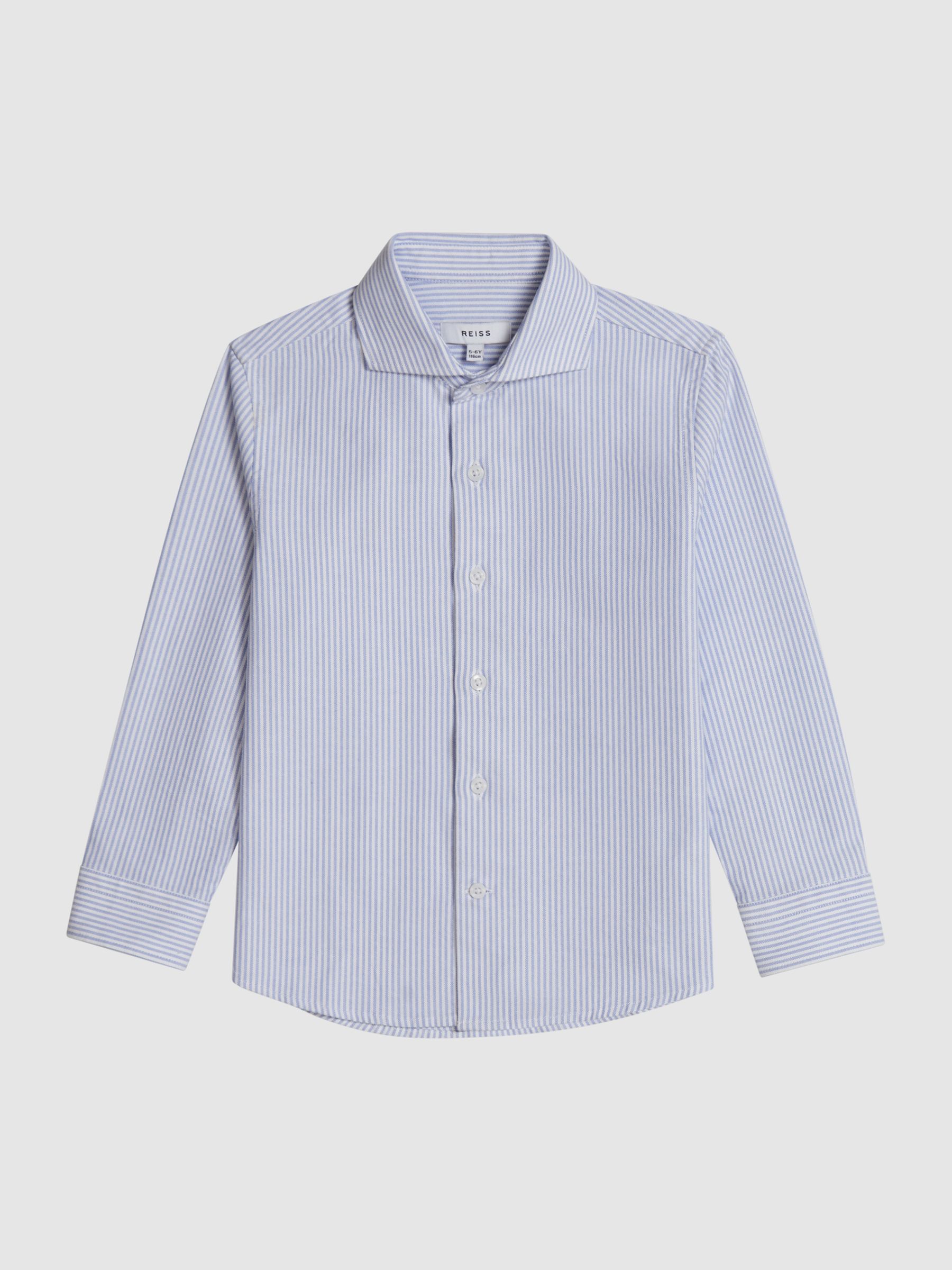 9-12 yrs Striped Oxford Shirt in Blue Stripe - Image 2 of 10
