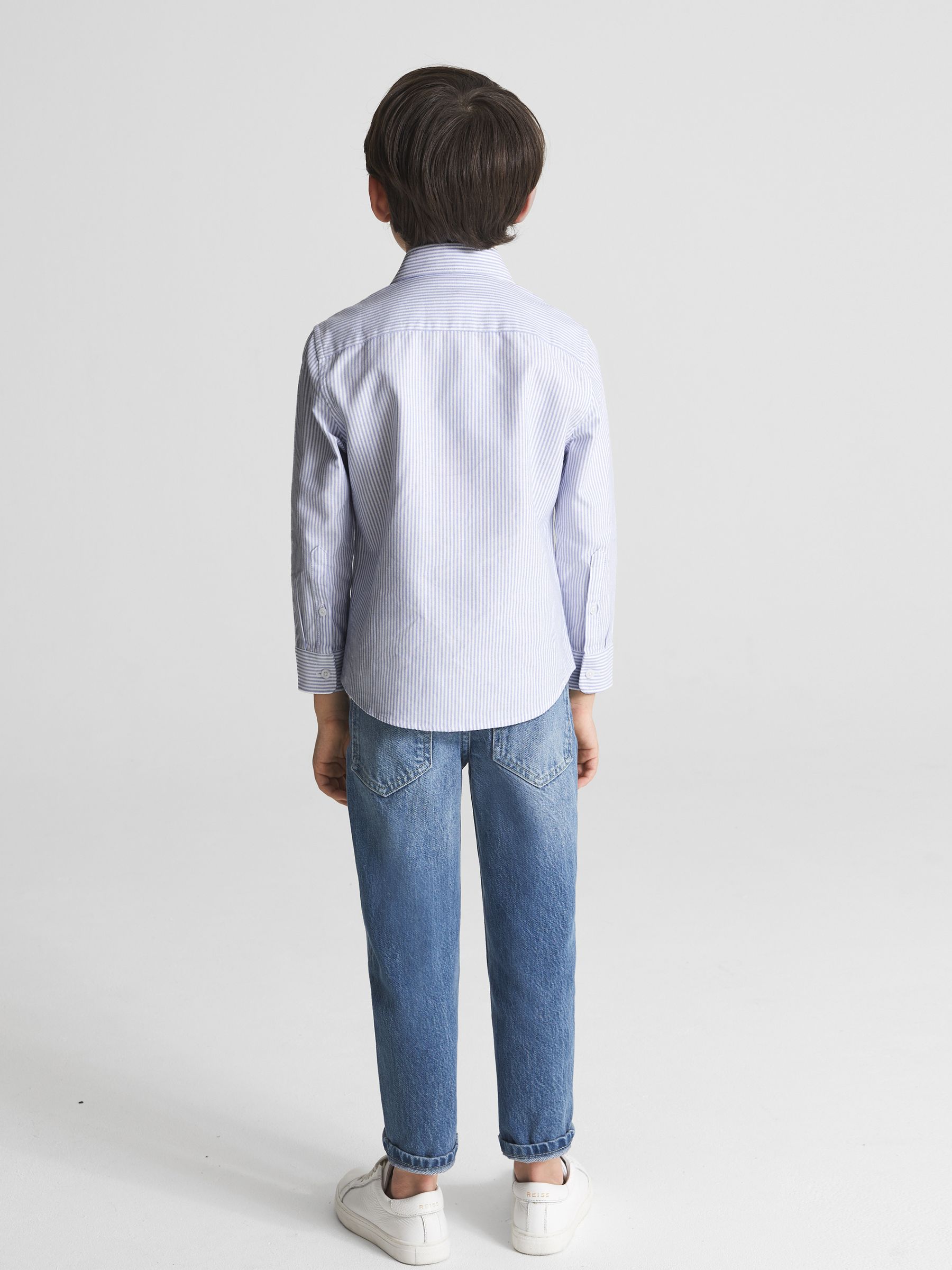 9-12 yrs Striped Oxford Shirt in Blue Stripe - Image 5 of 10
