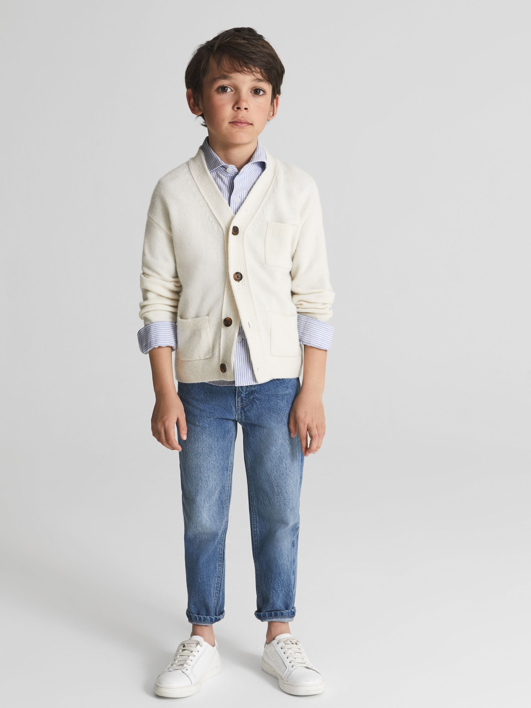 9-12 yrs Striped Oxford Shirt in Blue Stripe - Image 9 of 10
