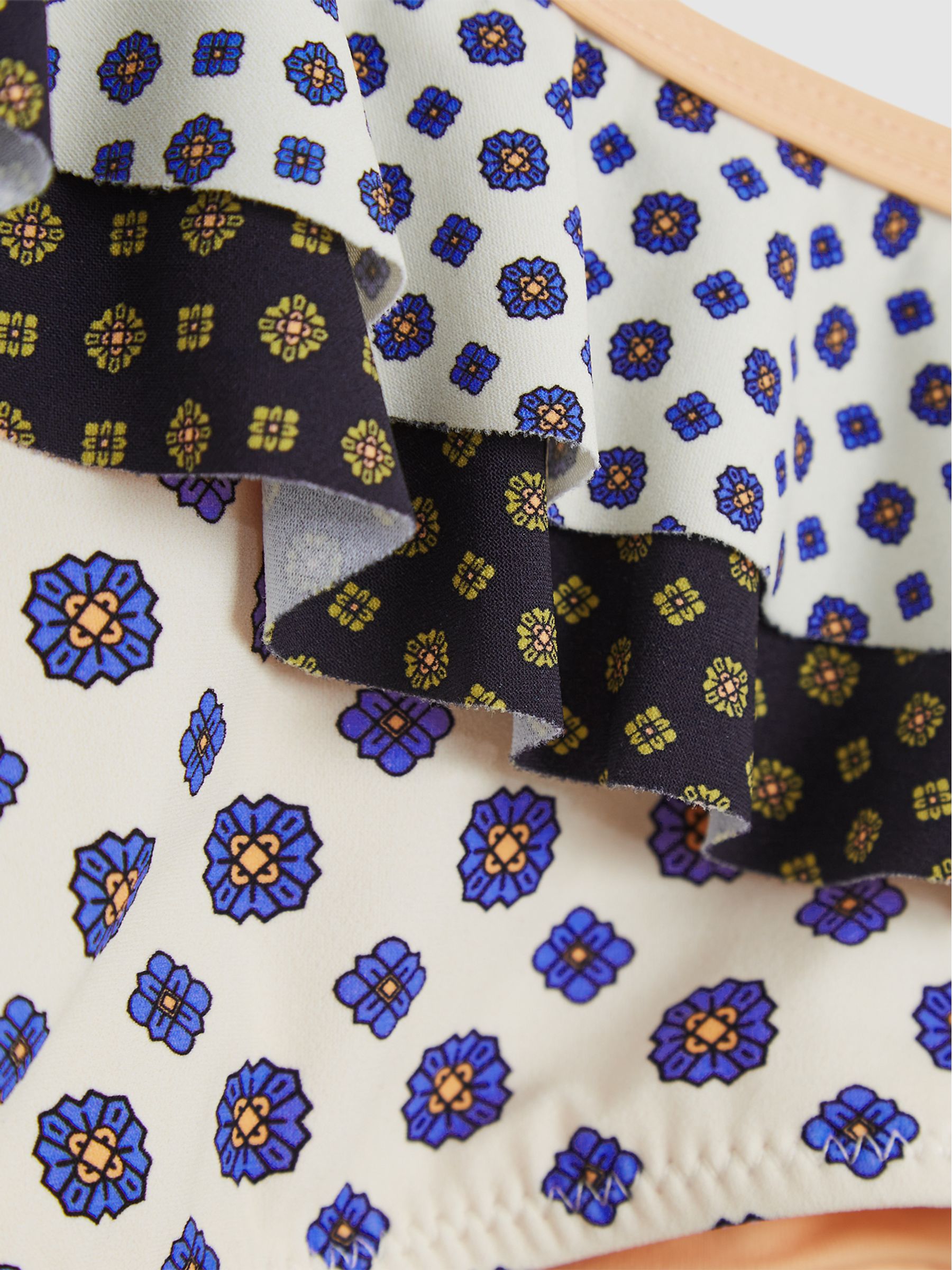 Ruffle Shoulder Print Bikini in Blue - Image 6 of 6