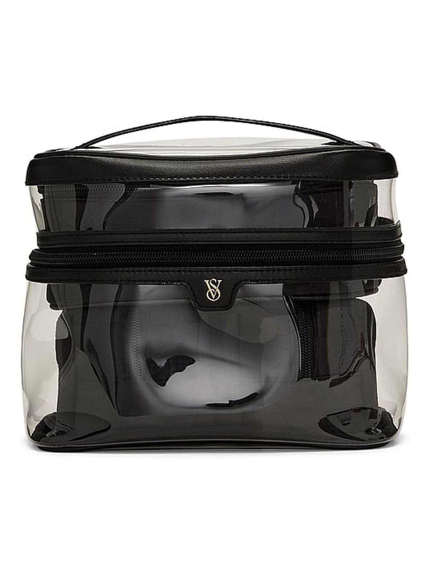Black Leather Makeup Bag 4 Piece - Image 2 of 3