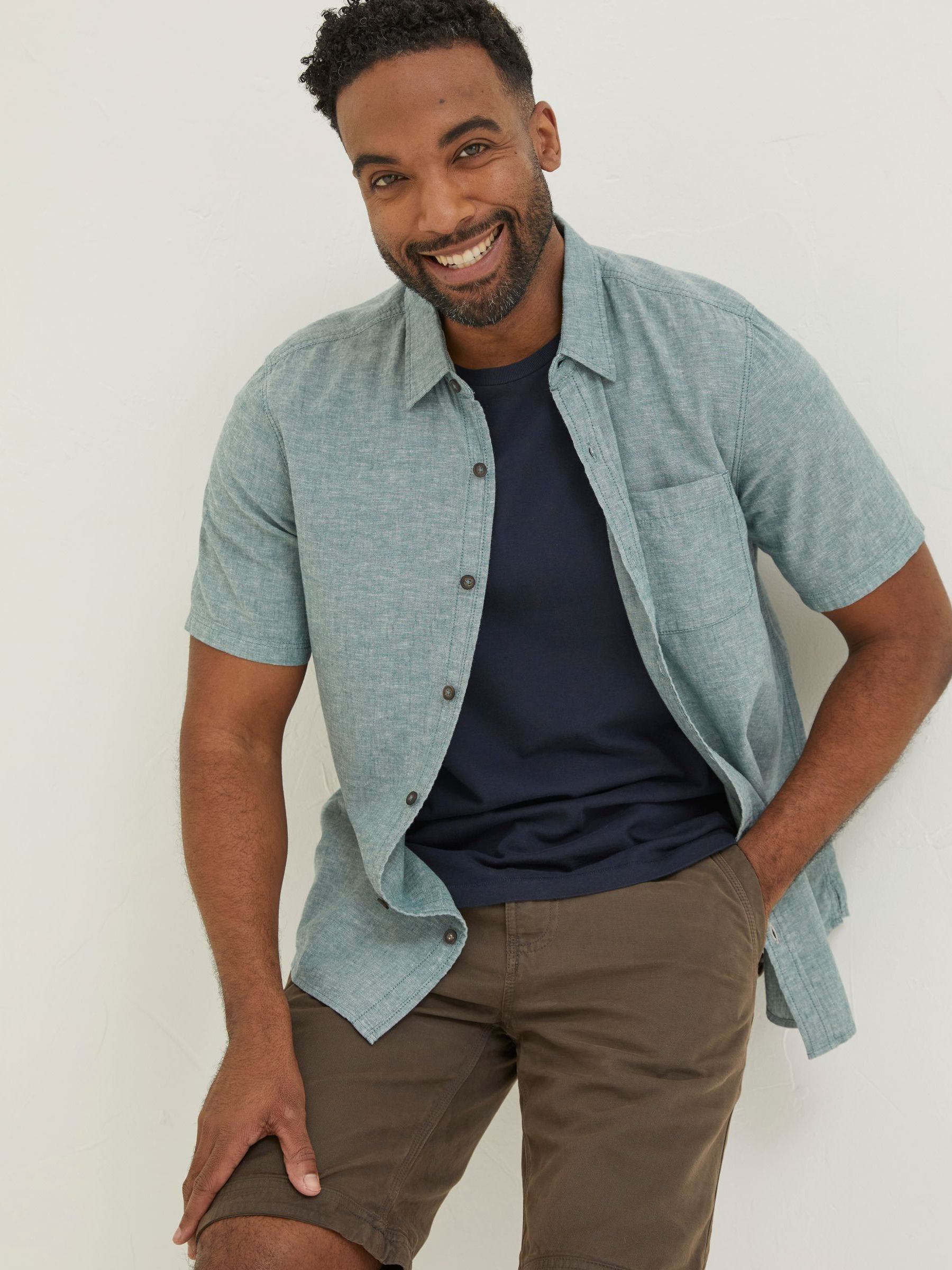 Green Bugle Linen Cotton Shirt - Image 1 of 2 Green Bugle Linen Cotton Shirt - Image 1 of 2