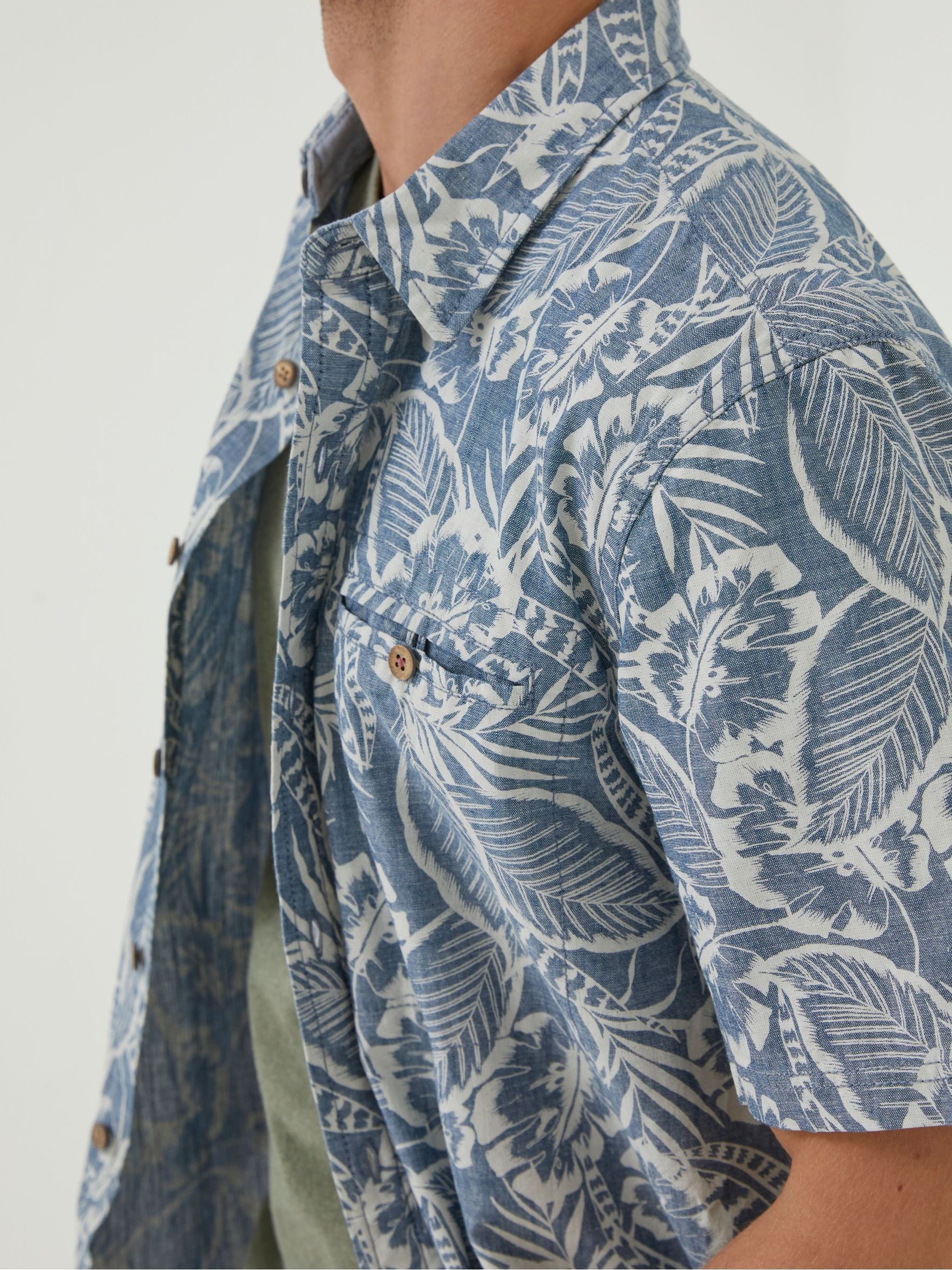 Blue Paddon Palm Print Shirt - Image 5 of 6