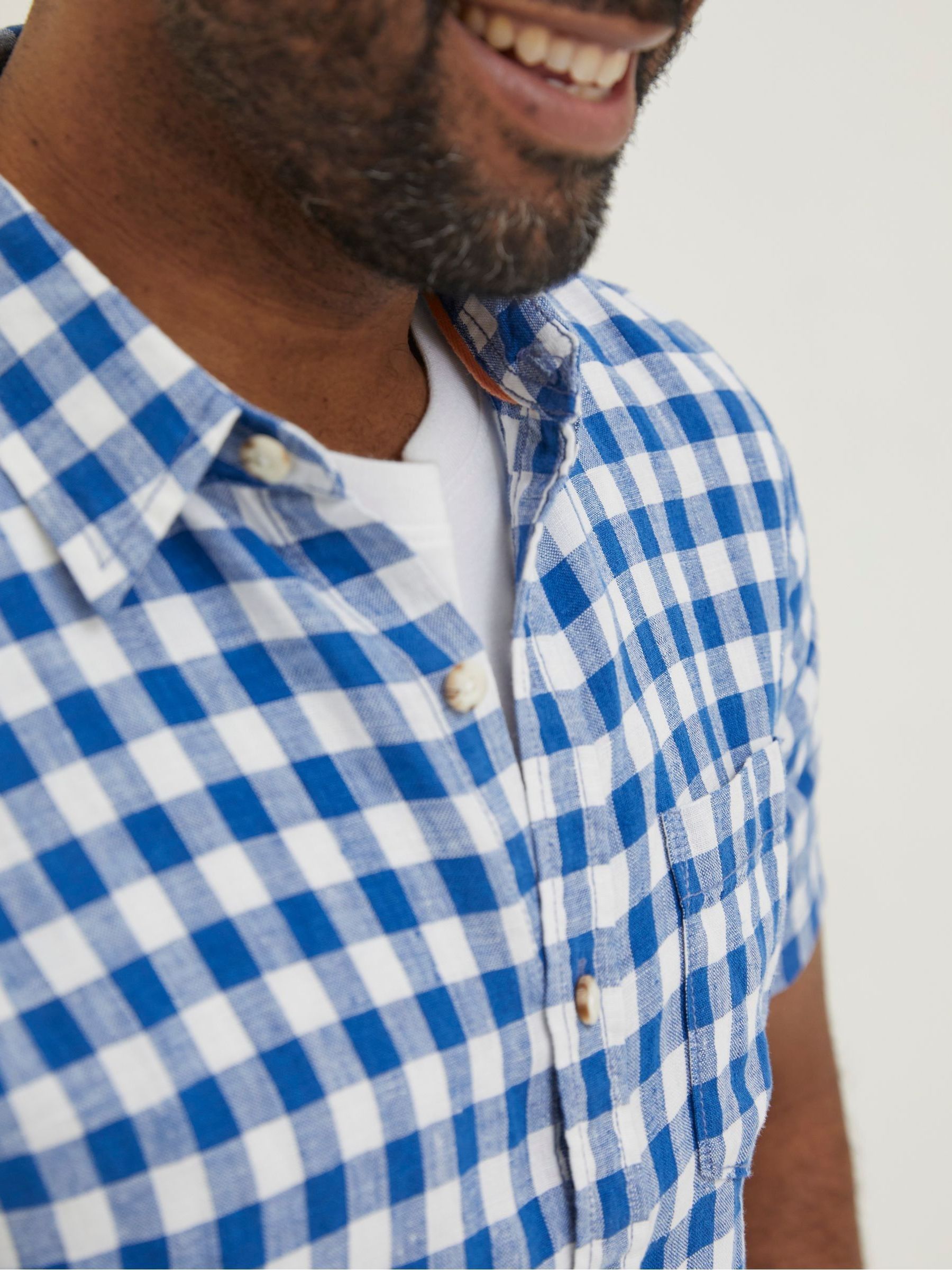 Blue Gingham Linen Shirt - Image 4 of 5