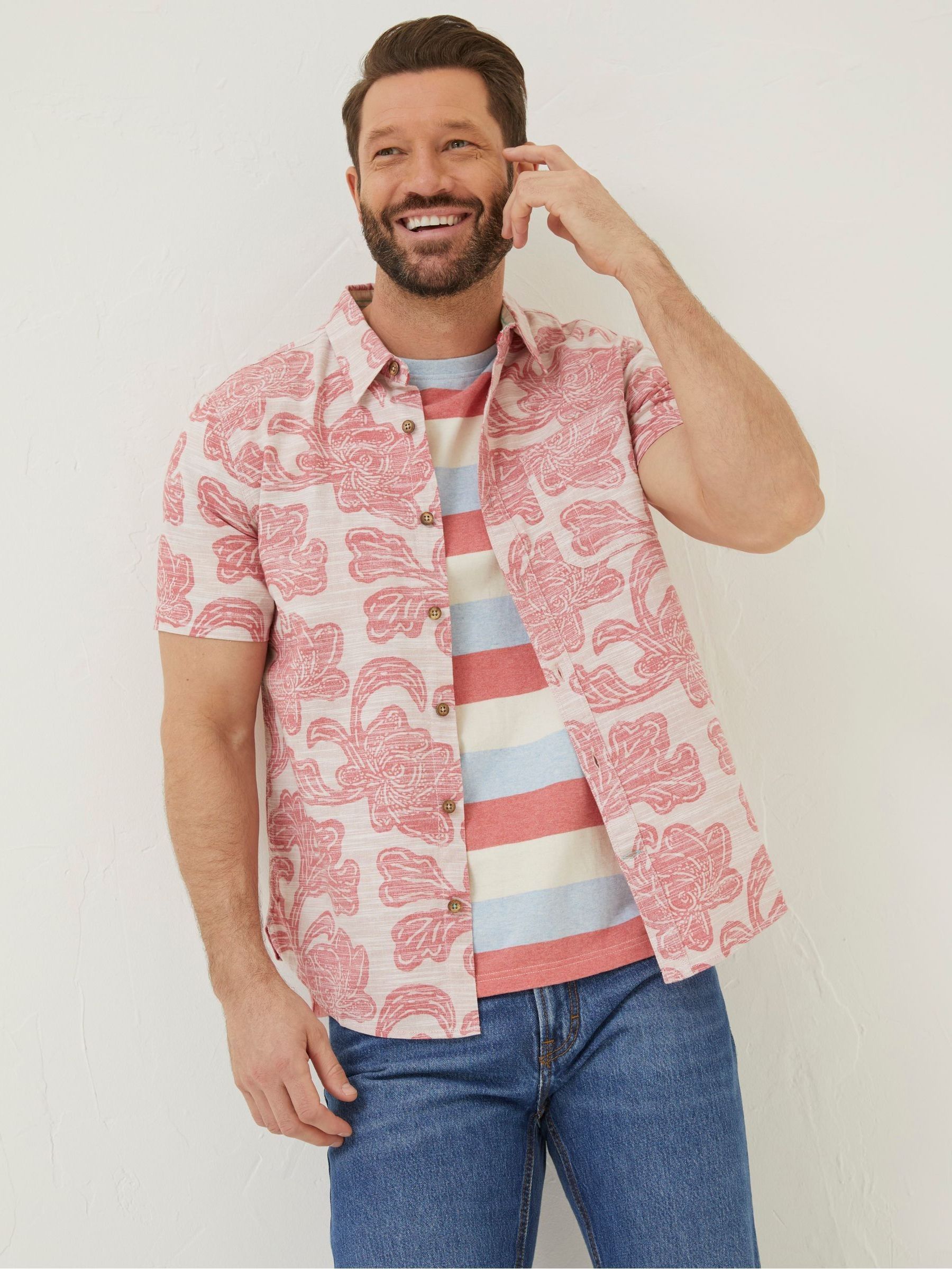 Pink Floral Block Print Shirt - Image 1 of 5