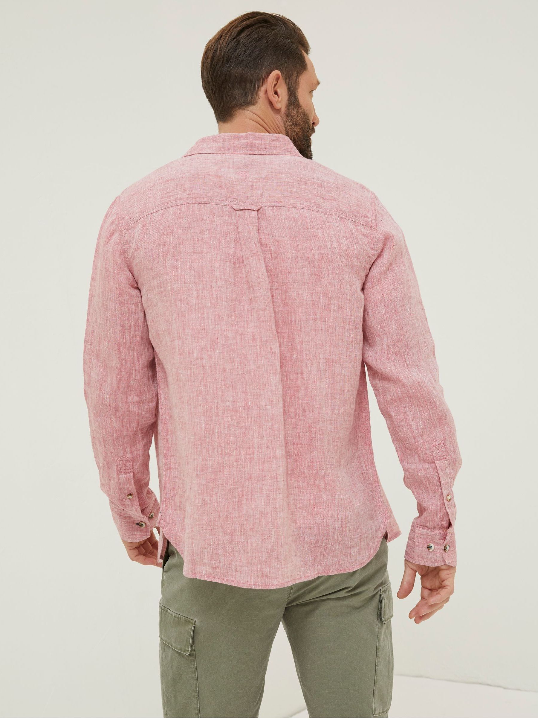 Pink Plain Linen Shirt - Image 2 of 6 Pink Plain Linen Shirt - Image 2 of 6