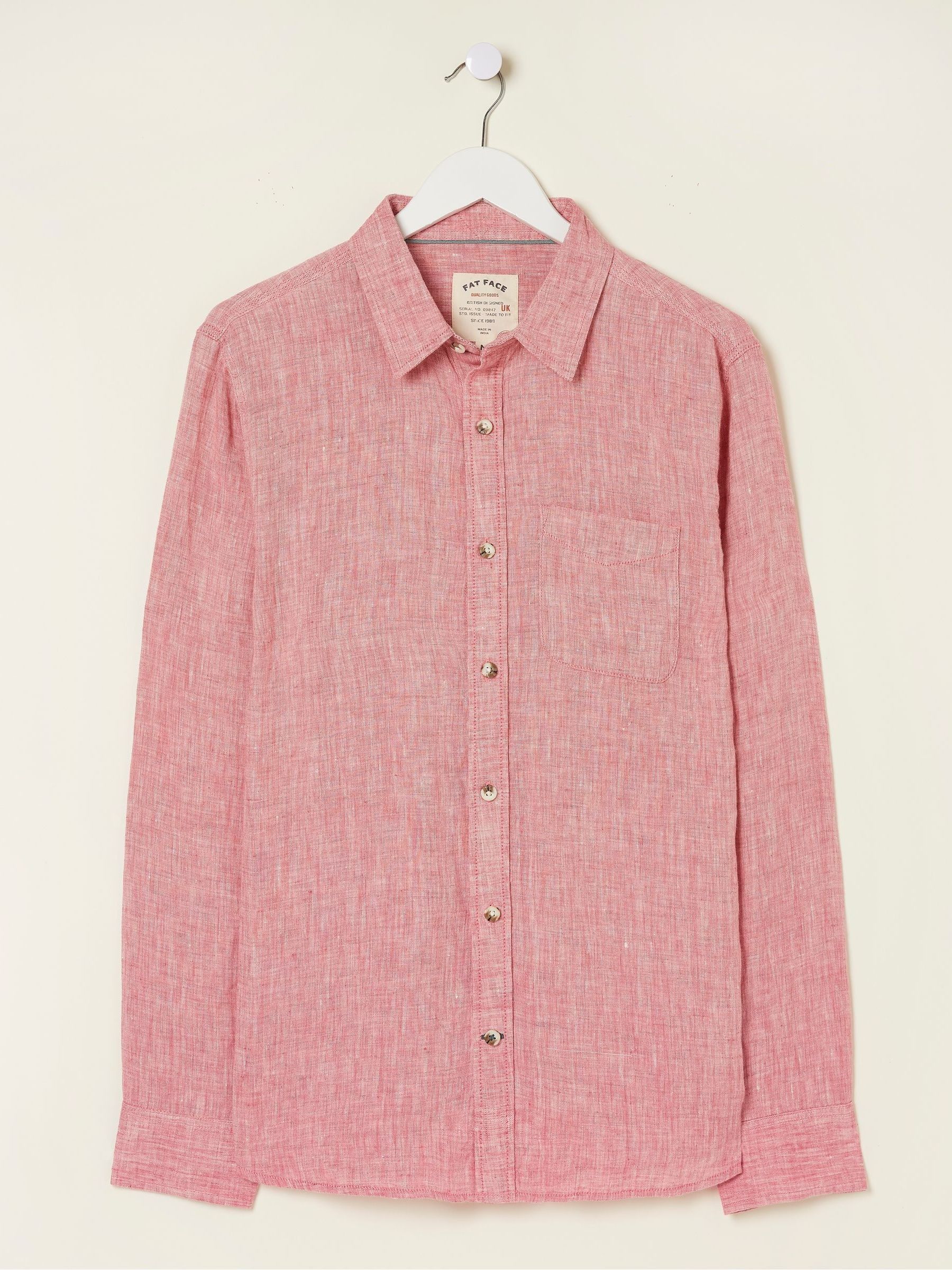 Pink Plain Linen Shirt - Image 6 of 6 Pink Plain Linen Shirt - Image 6 of 6