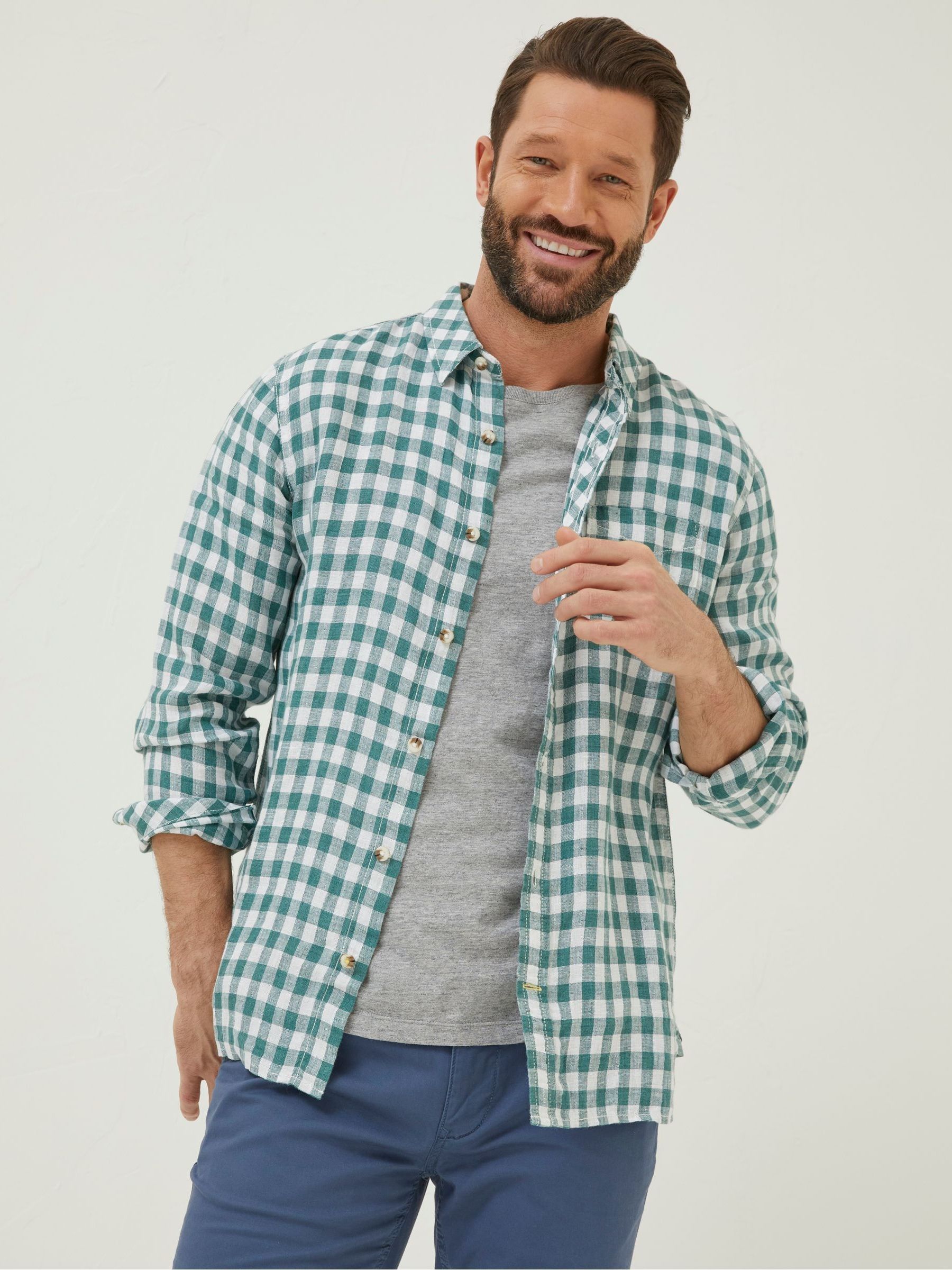 Green Gingham Linen Shirt - Image 1 of 5