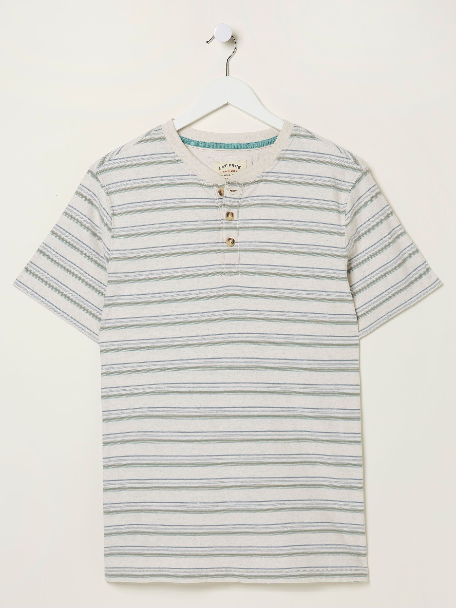 White Fine Stripe Henley T-Shirt - Image 6 of 6