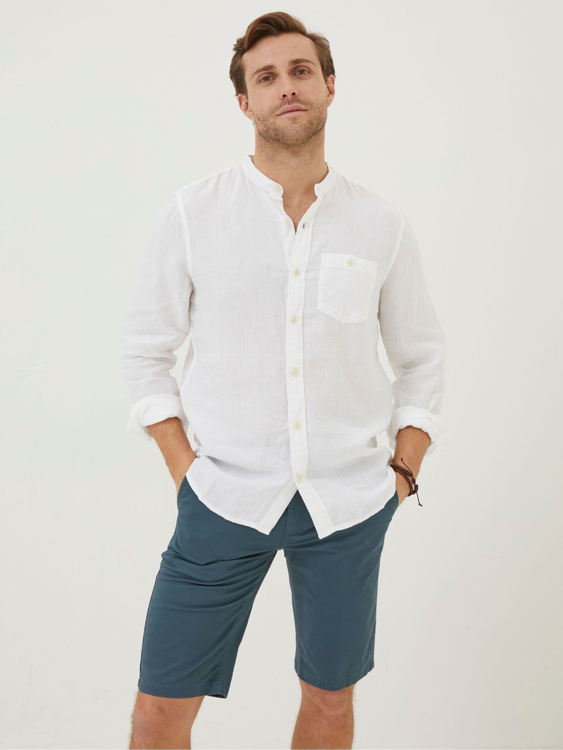 White Linen Grandad Shirt - Image 1 of 5