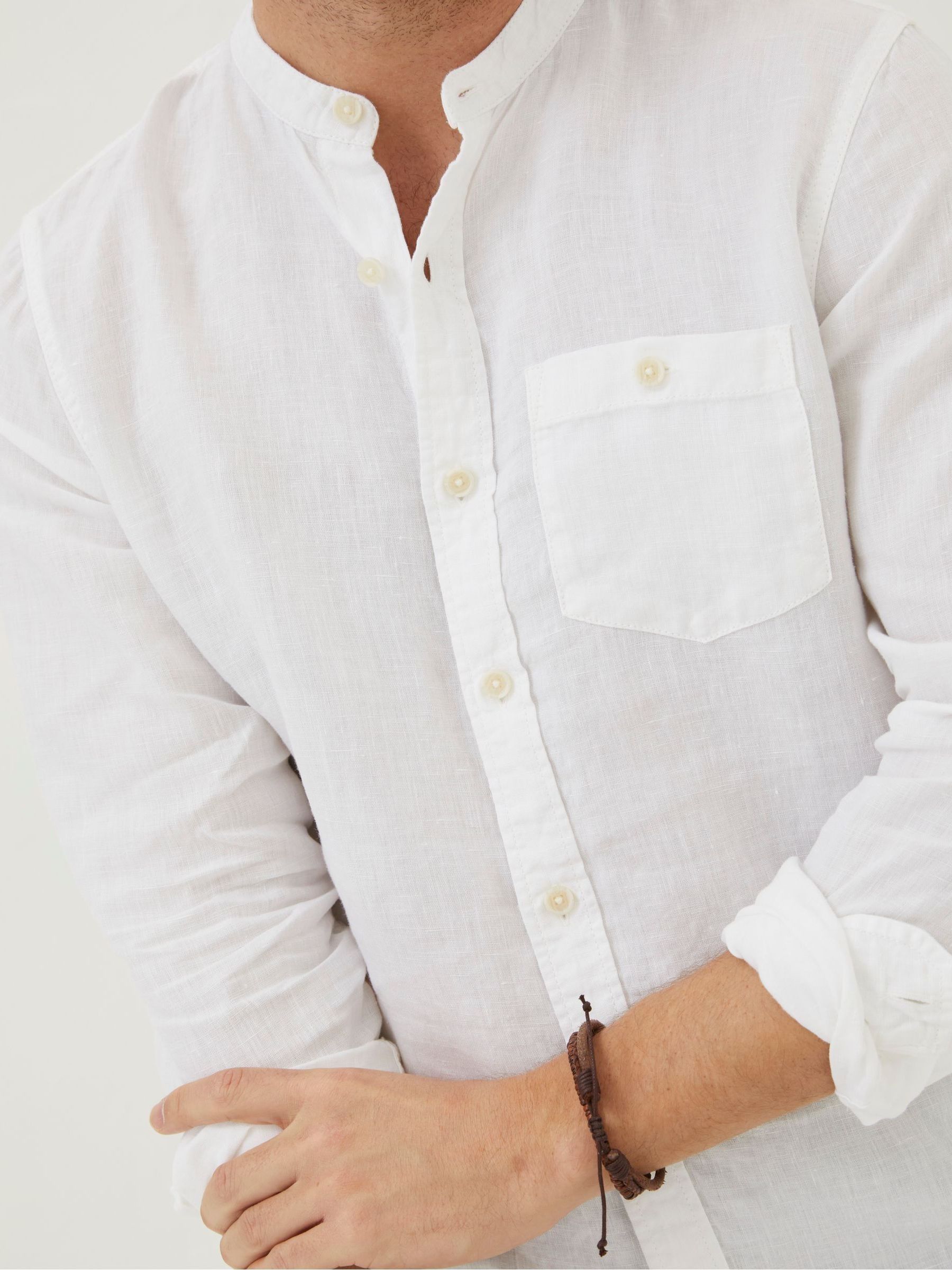 White Linen Grandad Shirt - Image 4 of 5