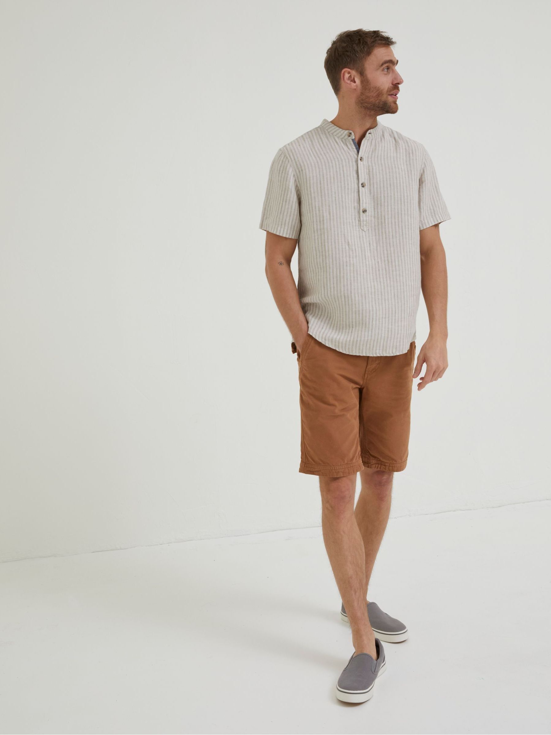 Natural Stripe Pop Over Linen Shirt - Image 3 of 6