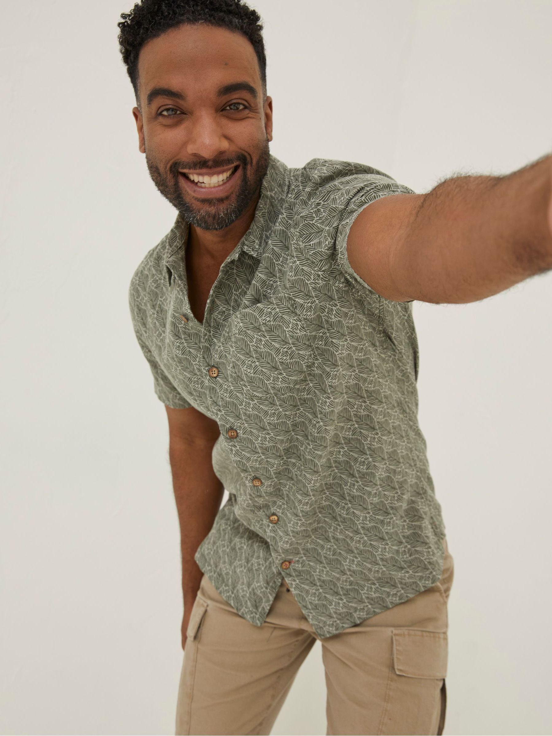 Green Dempsey Leaf Print Shirt - Image 1 of 5