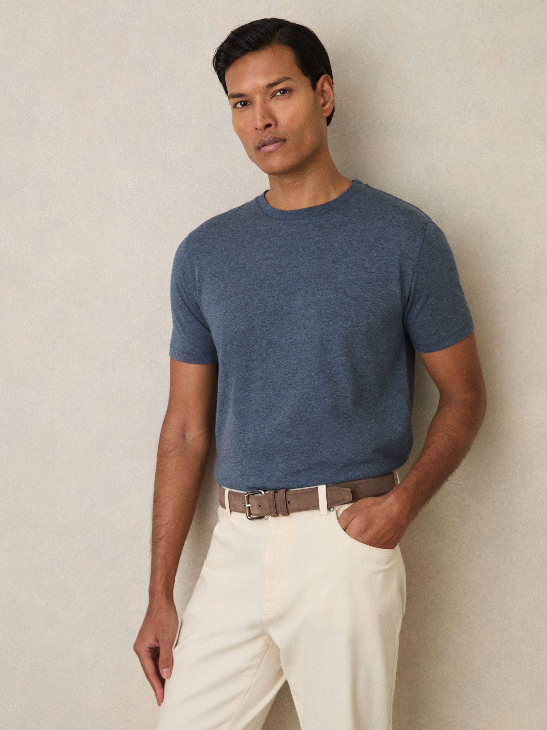 Cotton-Jersey Crew-Neck T-shirts 3 Pack in Multi Melange - Image 2 of 5