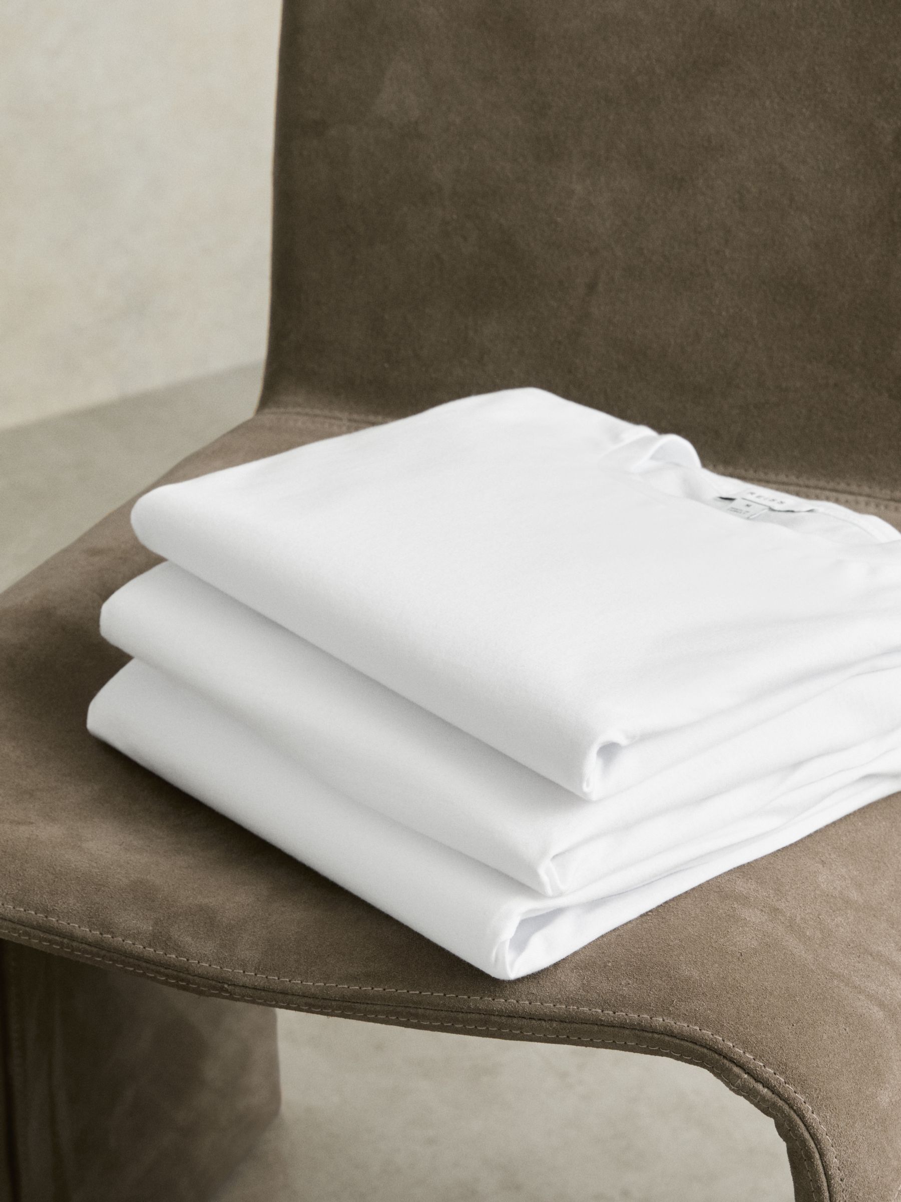 Cotton-Jersey Crew-Neck T-shirts 3 Pack in White - Image 1 of 5