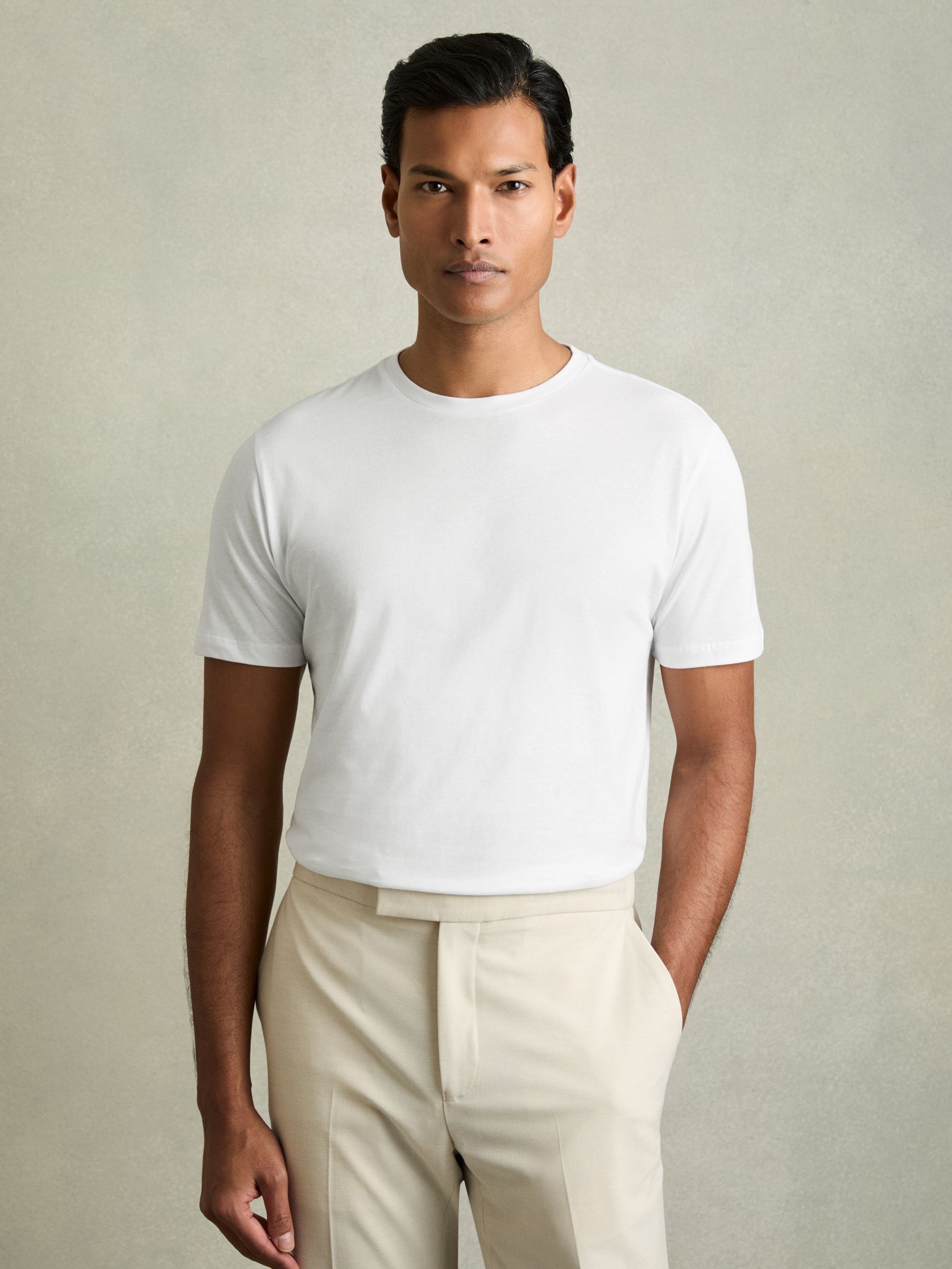 Cotton-Jersey Crew-Neck T-shirts 3 Pack in White - Image 2 of 5
