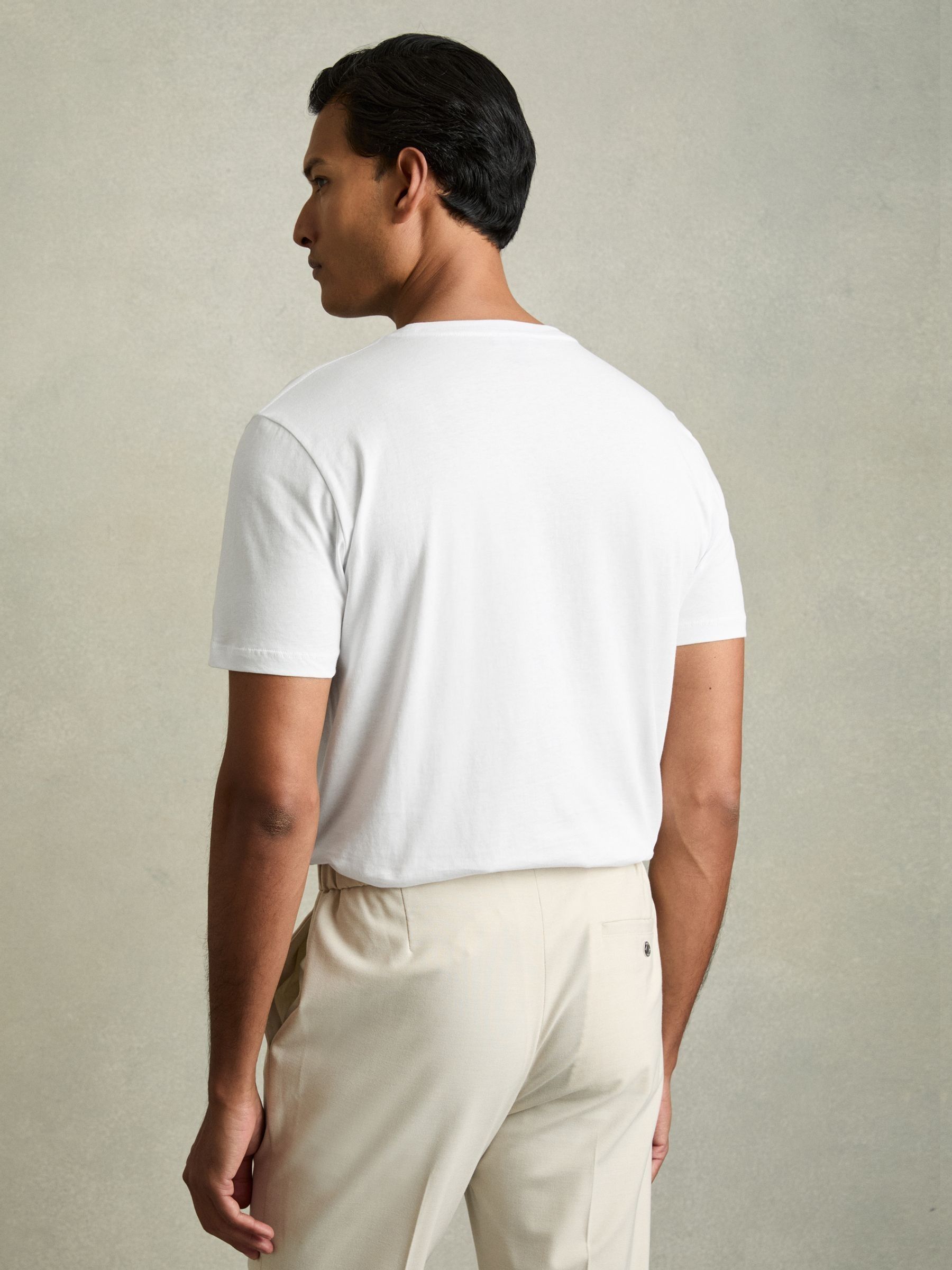 Cotton-Jersey Crew-Neck T-shirts 3 Pack in White - Image 3 of 5