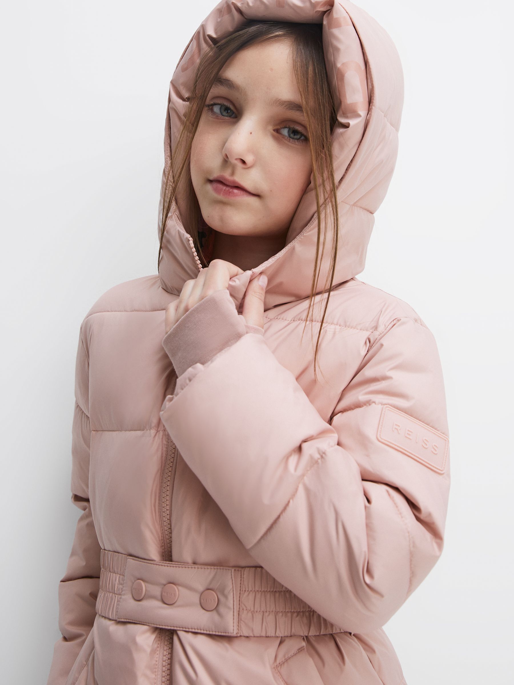Senior Water Resistant Quilted Hooded Coat in Pink - Image 4 of 8